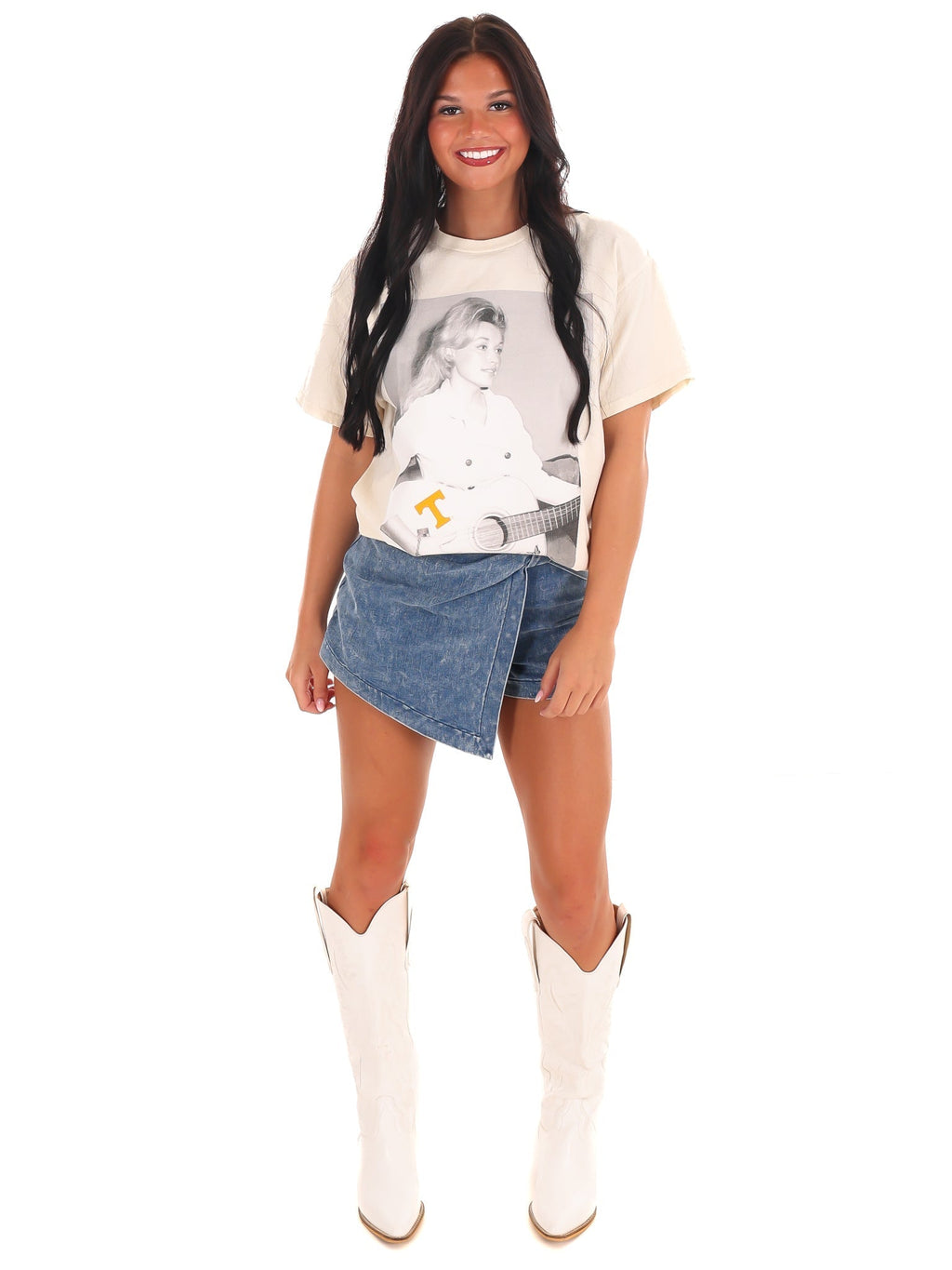 Dolly Parton T Tattoo On Guitar Thrifted Tee