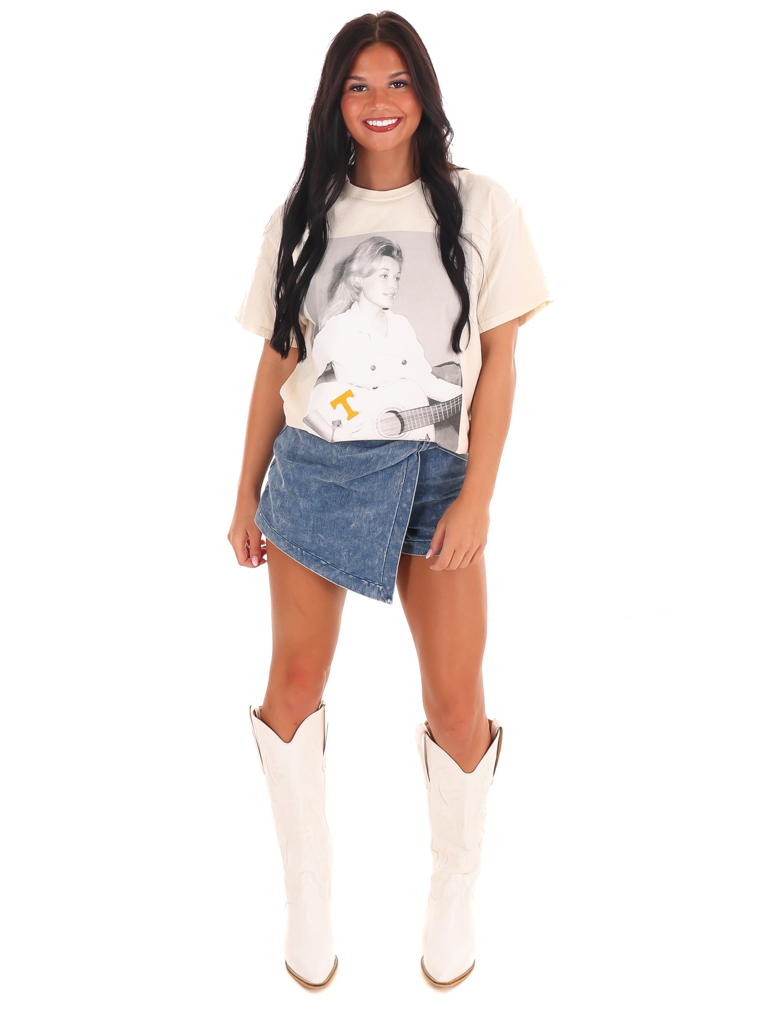 Dolly Parton T Tattoo On Guitar Thrifted Tee