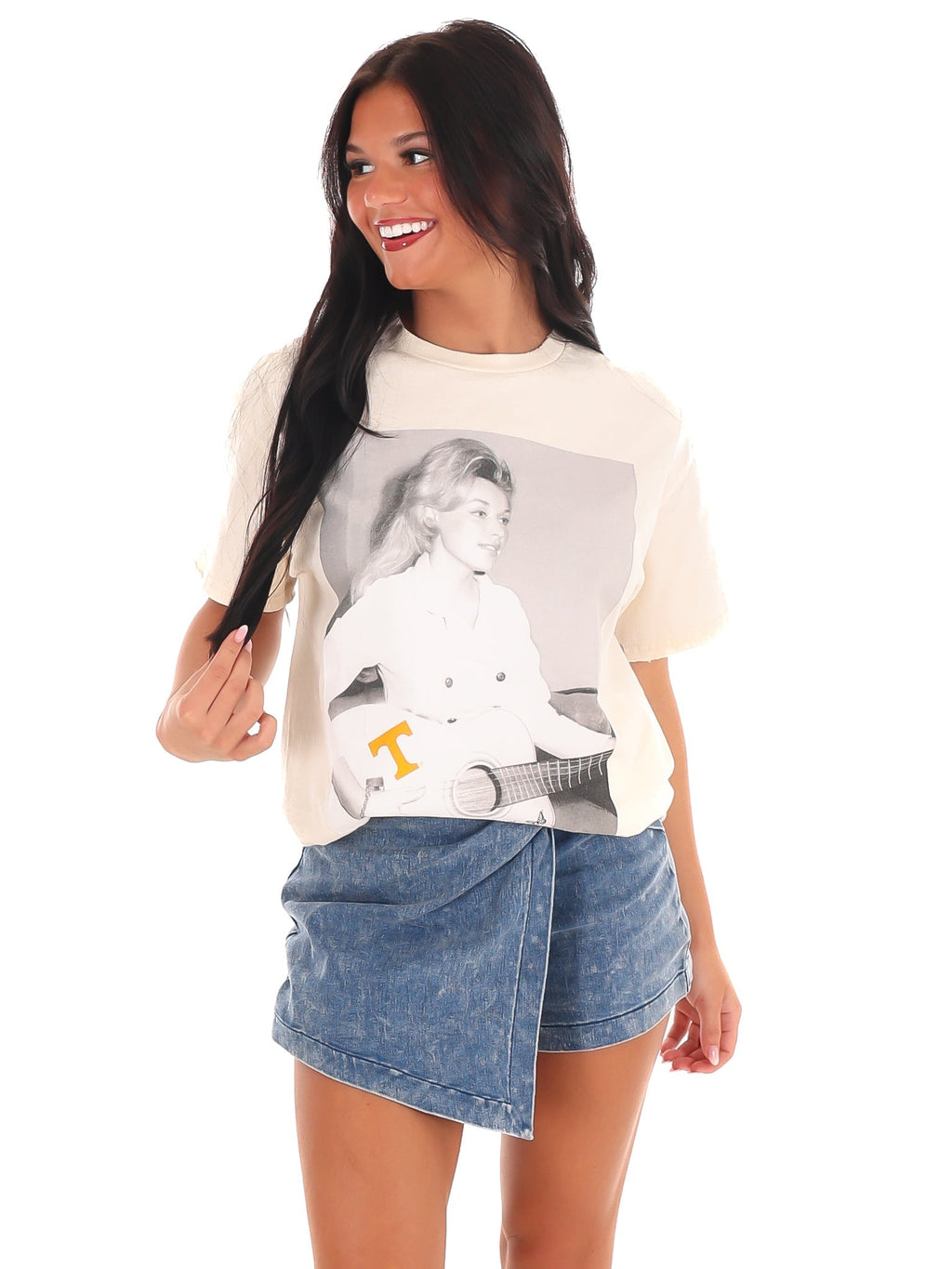 Dolly Parton T Tattoo On Guitar Thrifted Tee