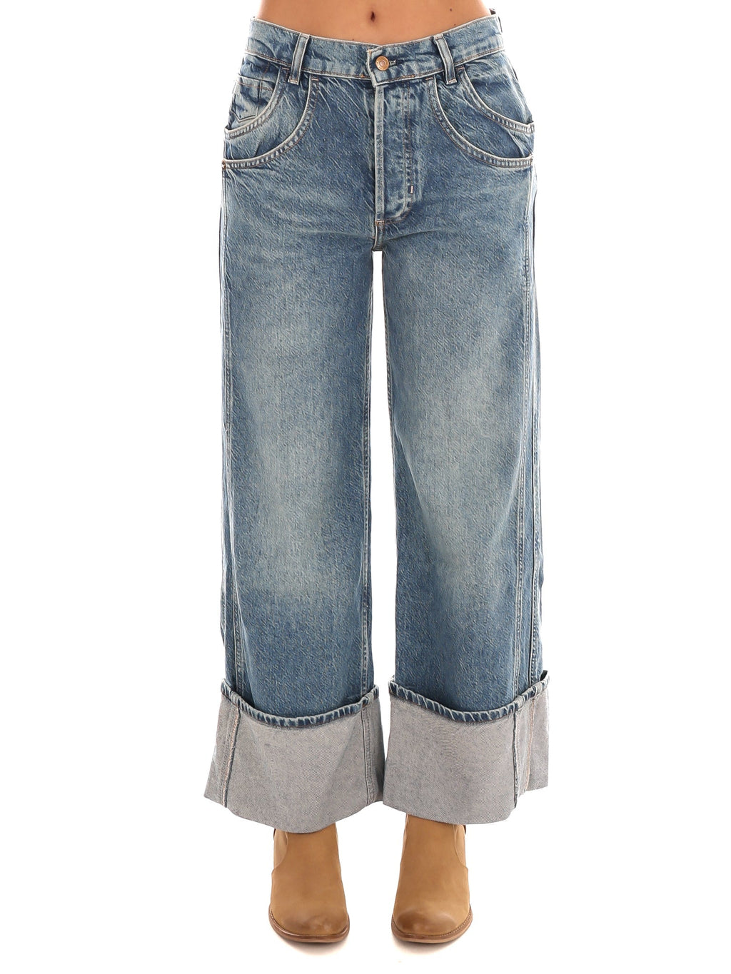 Free People Final Countdown Cuffed Mid Rise Jeans