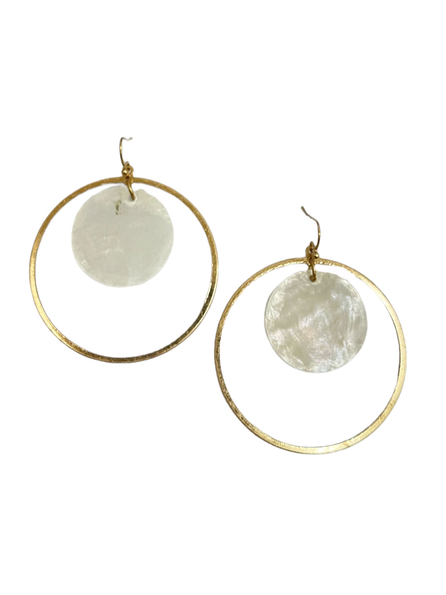 Circle Dangle Hoop Shell Earrings