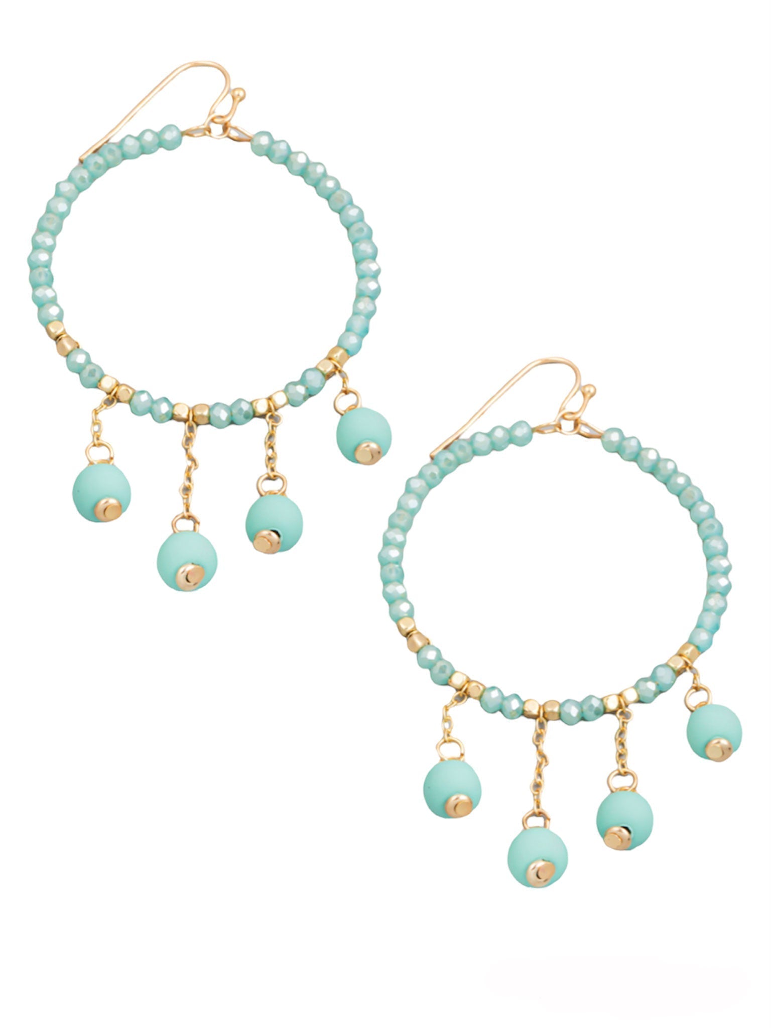 Circle Beaded Fringe Drop Earrings