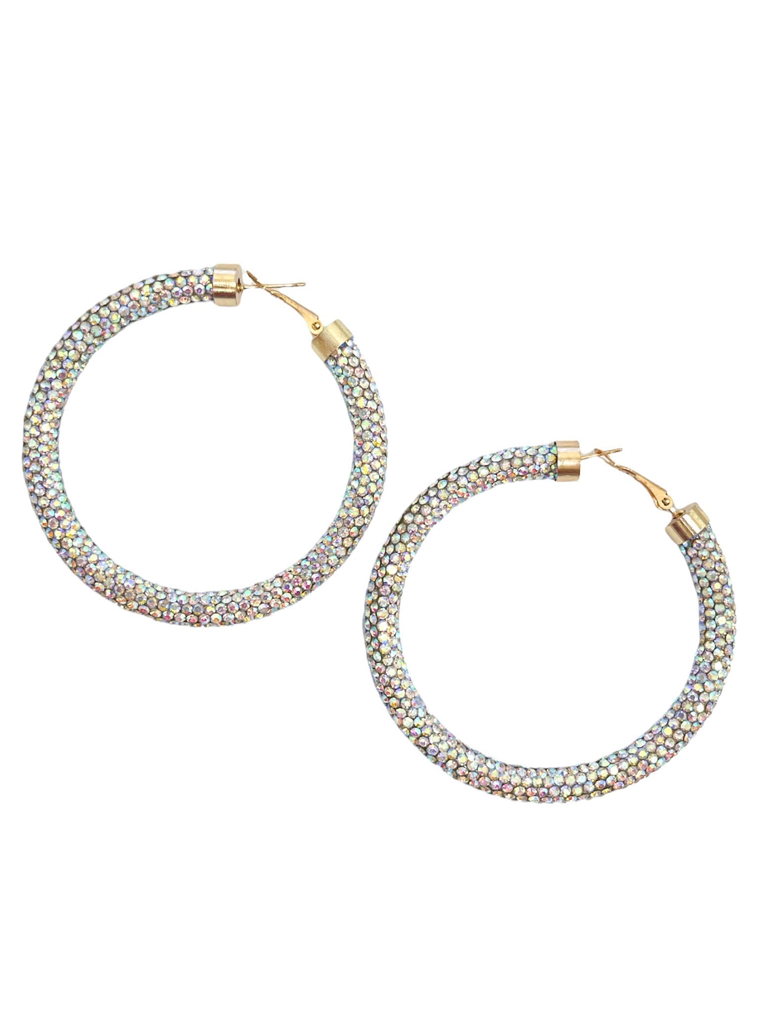 Glamorous Rhinestone Hoop Earrings