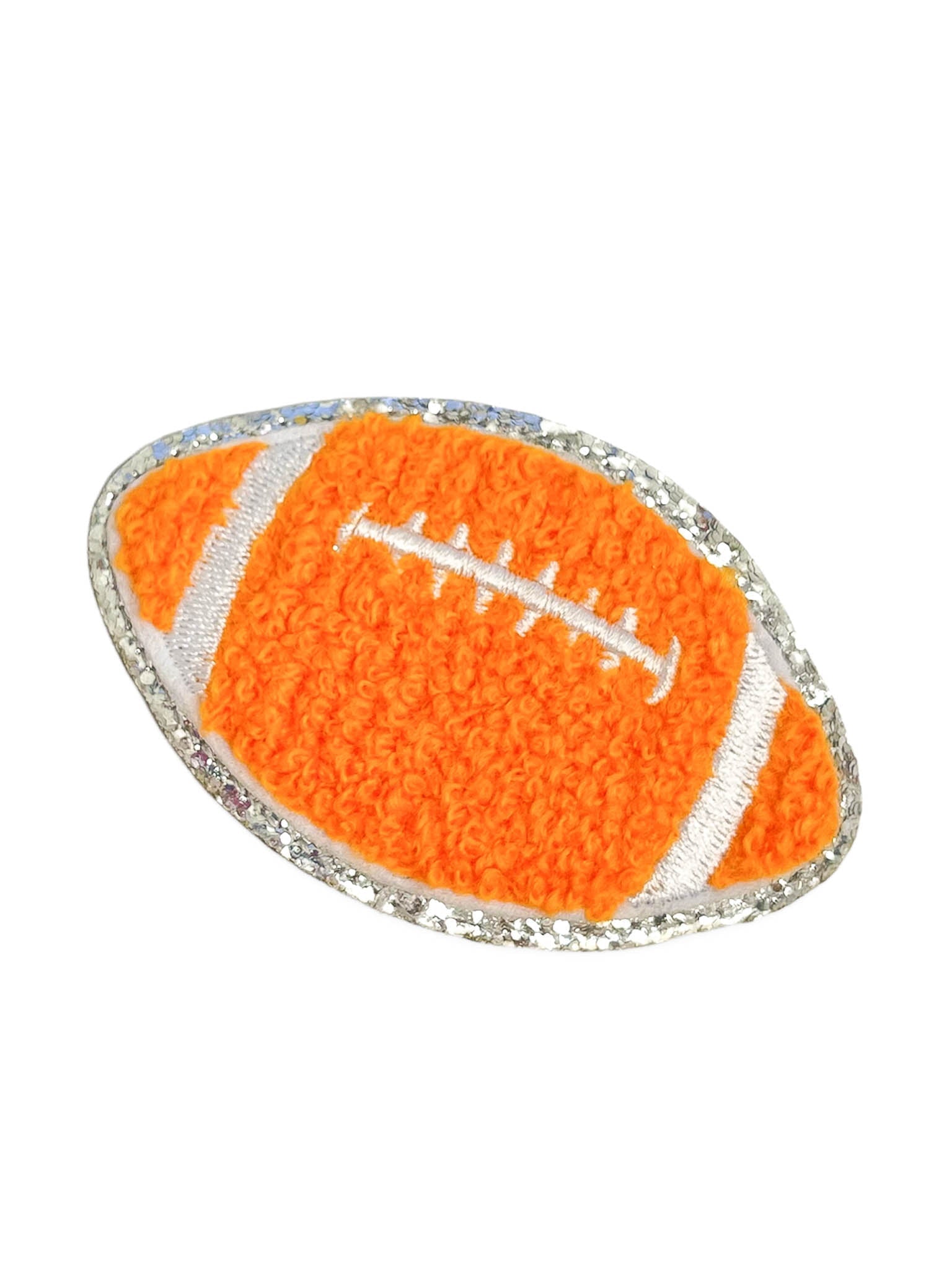 Glitter Orange Chenille Football Patch