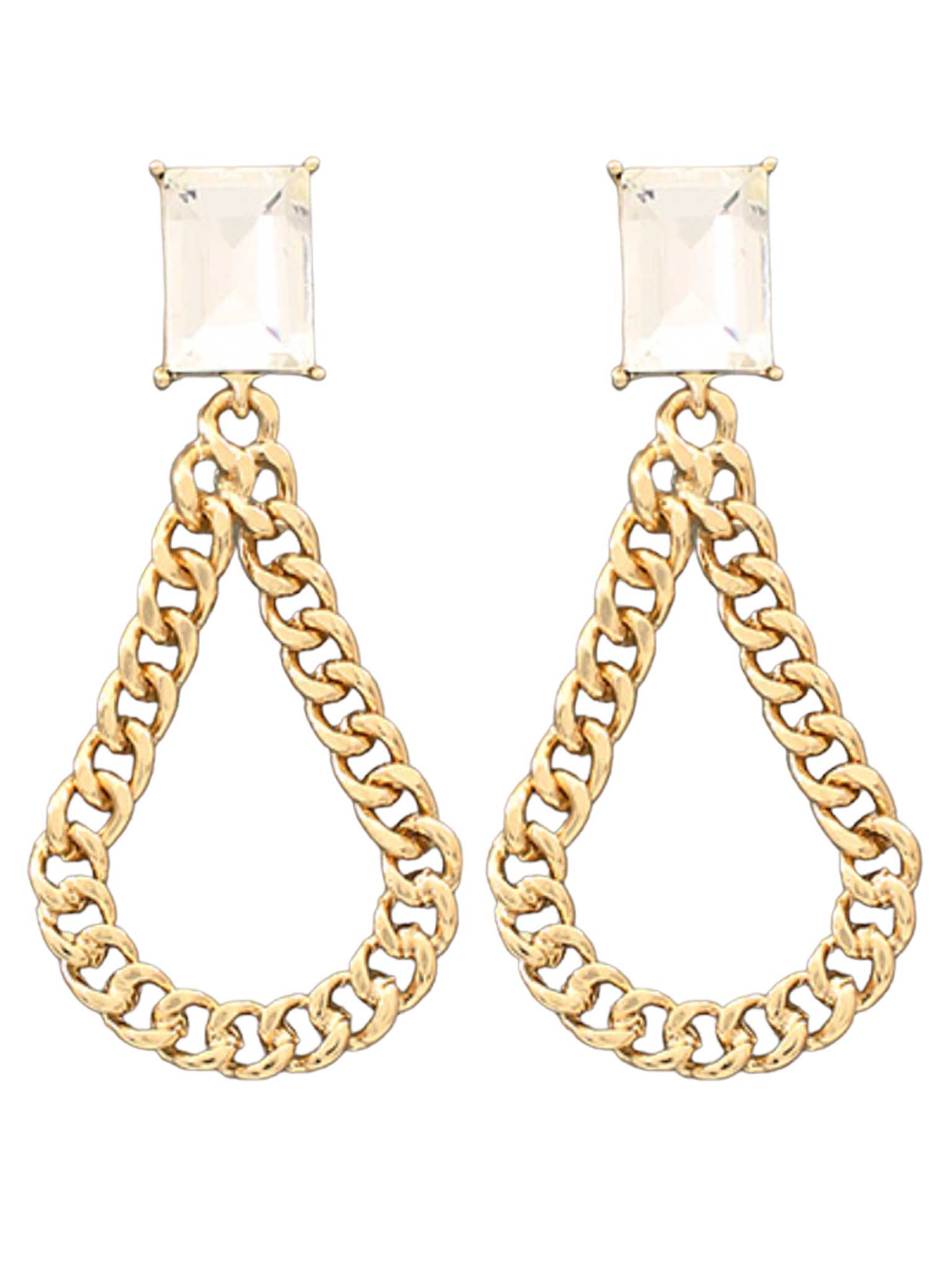 Glass & Chain Teardrop Earrings