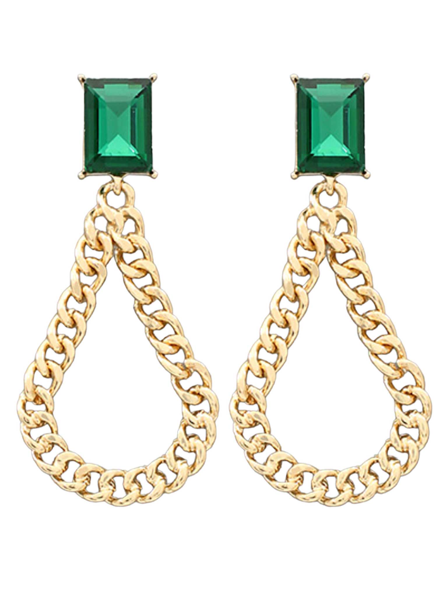 Glass & Chain Teardrop Earrings