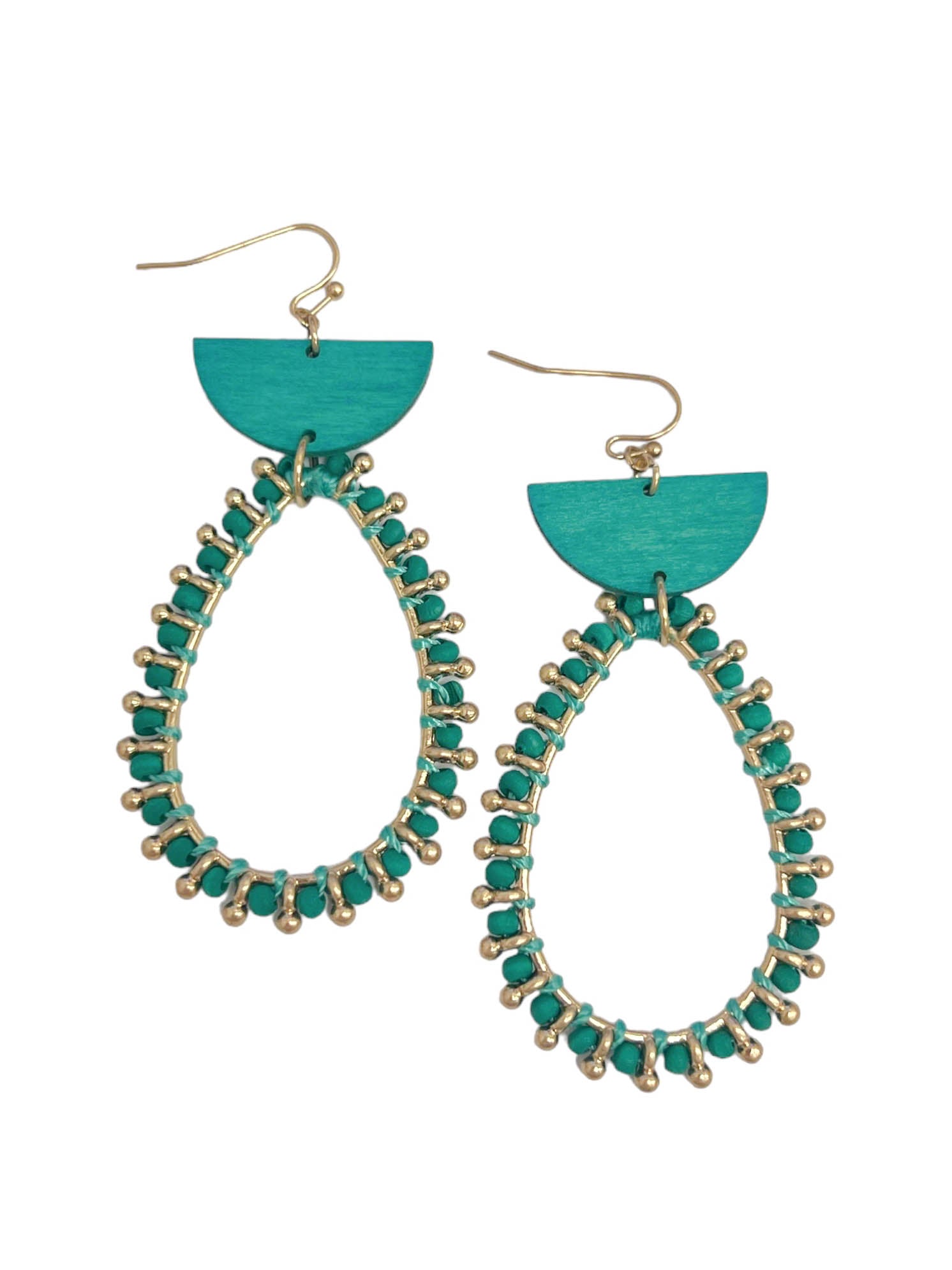 Geometric Beaded Teardrop Earrings