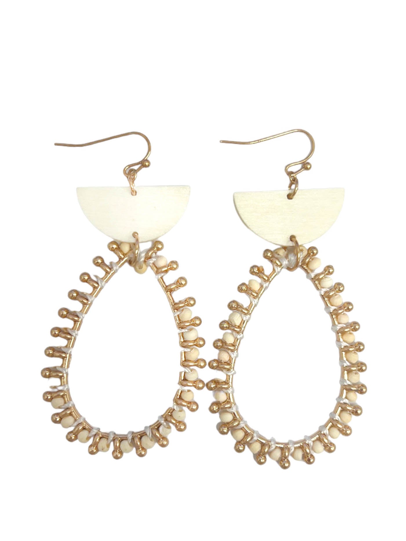Geometric Beaded Teardrop Earrings