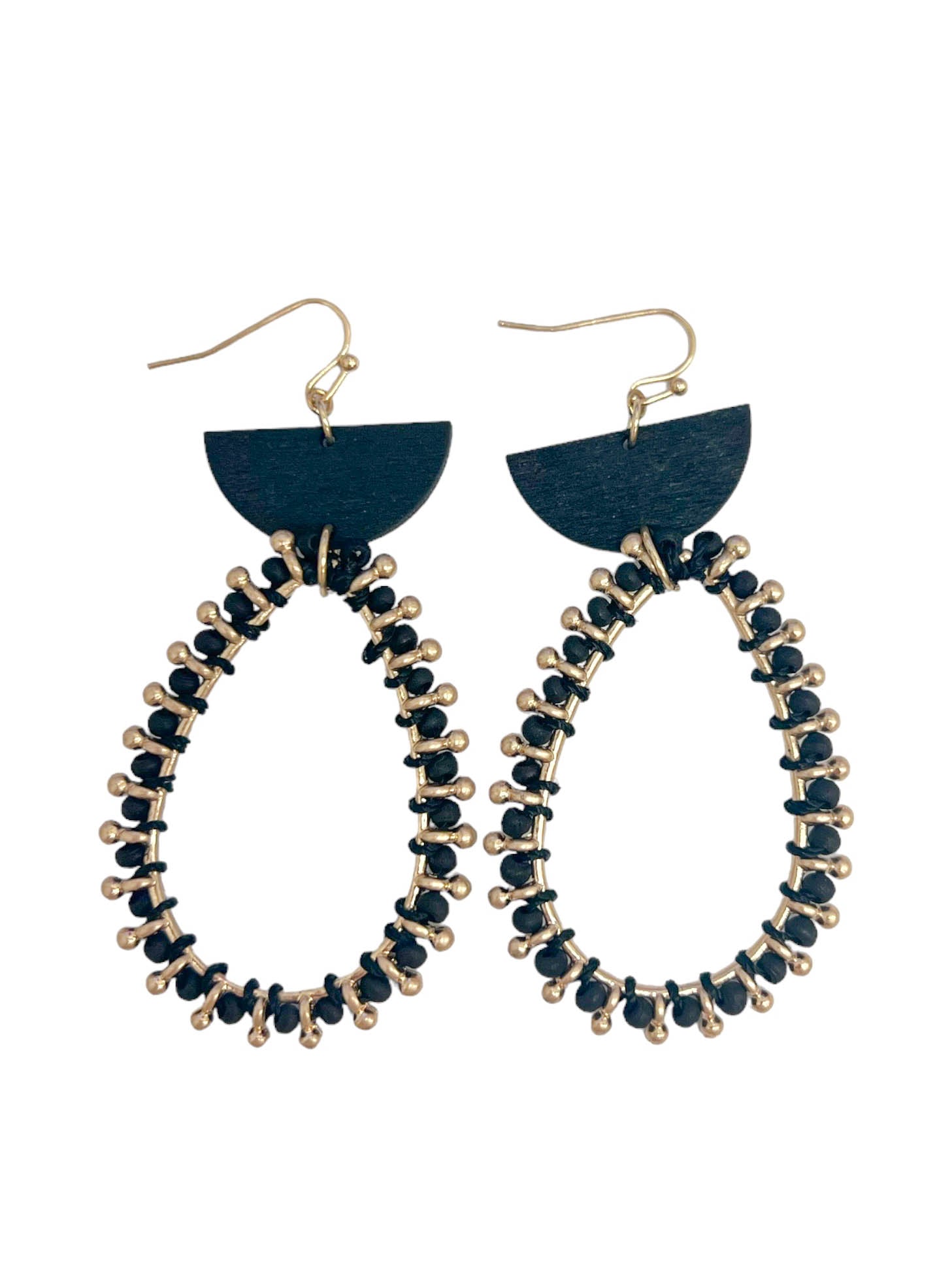 Geometric Beaded Teardrop Earrings