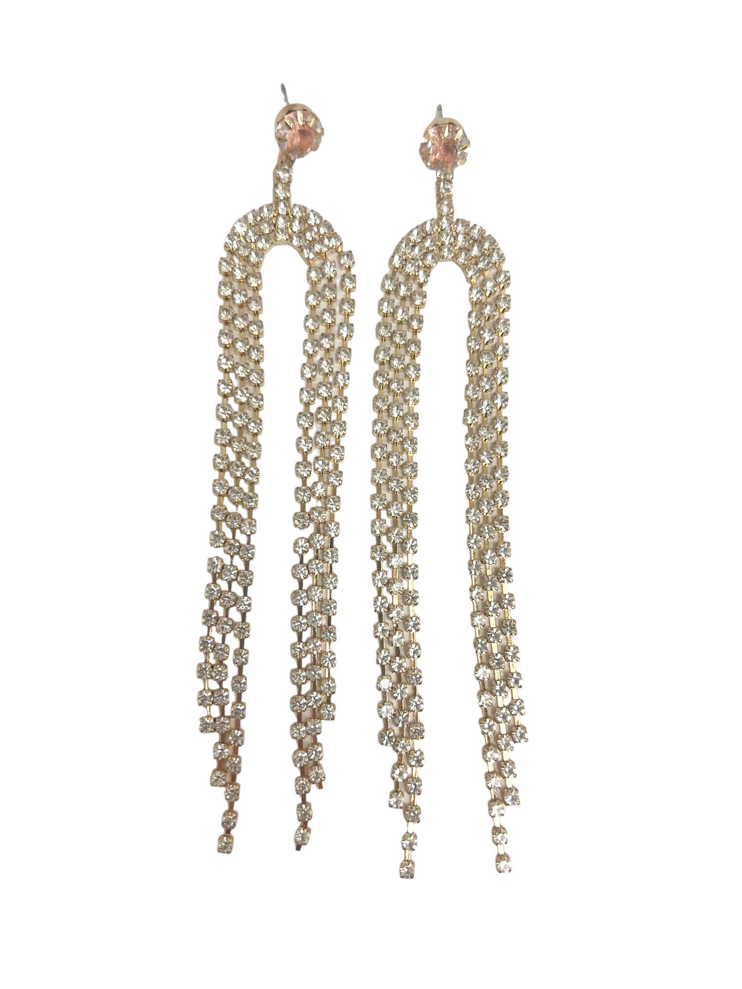 Arched Rhinestone Drop Earrings