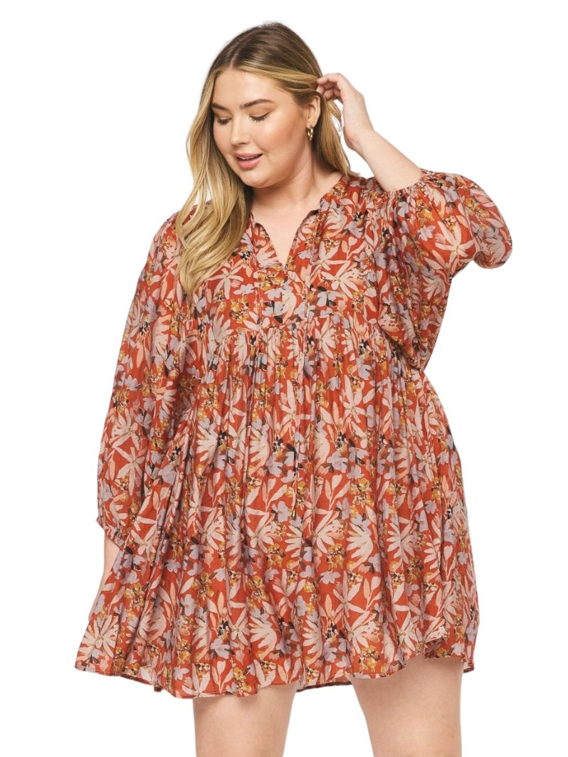 Curvy Time Will Tell Floral Mini Dress