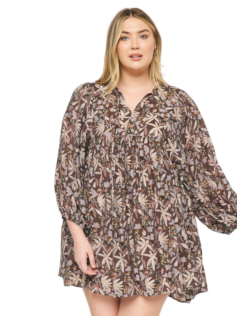 Curvy Time Will Tell Floral Mini Dress