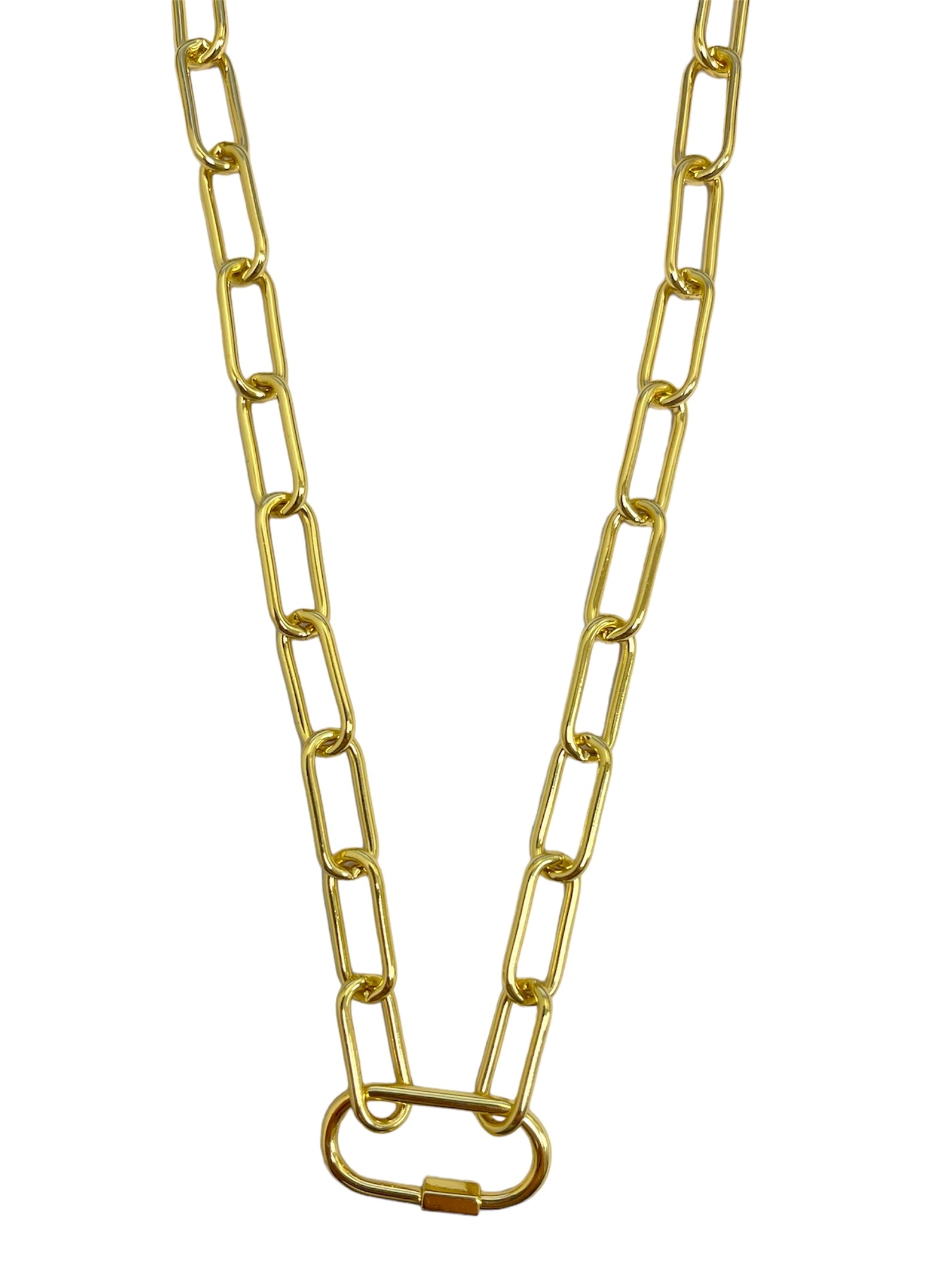 Charm Necklace Carabiner Lock with Thick Chain