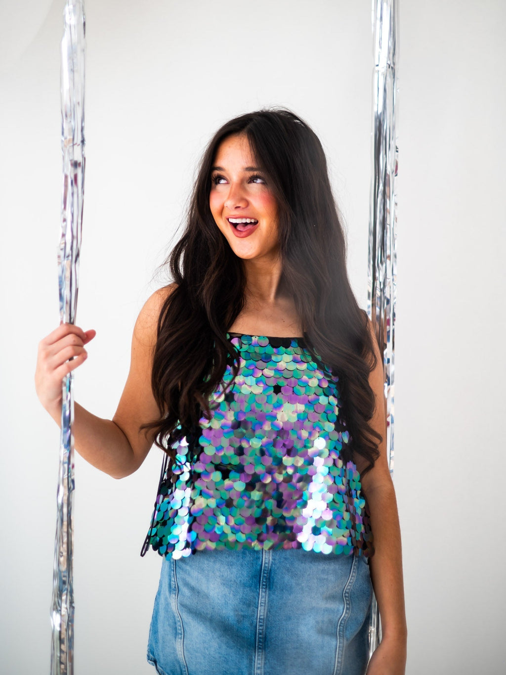 Aquamarine Sequin Cami Top