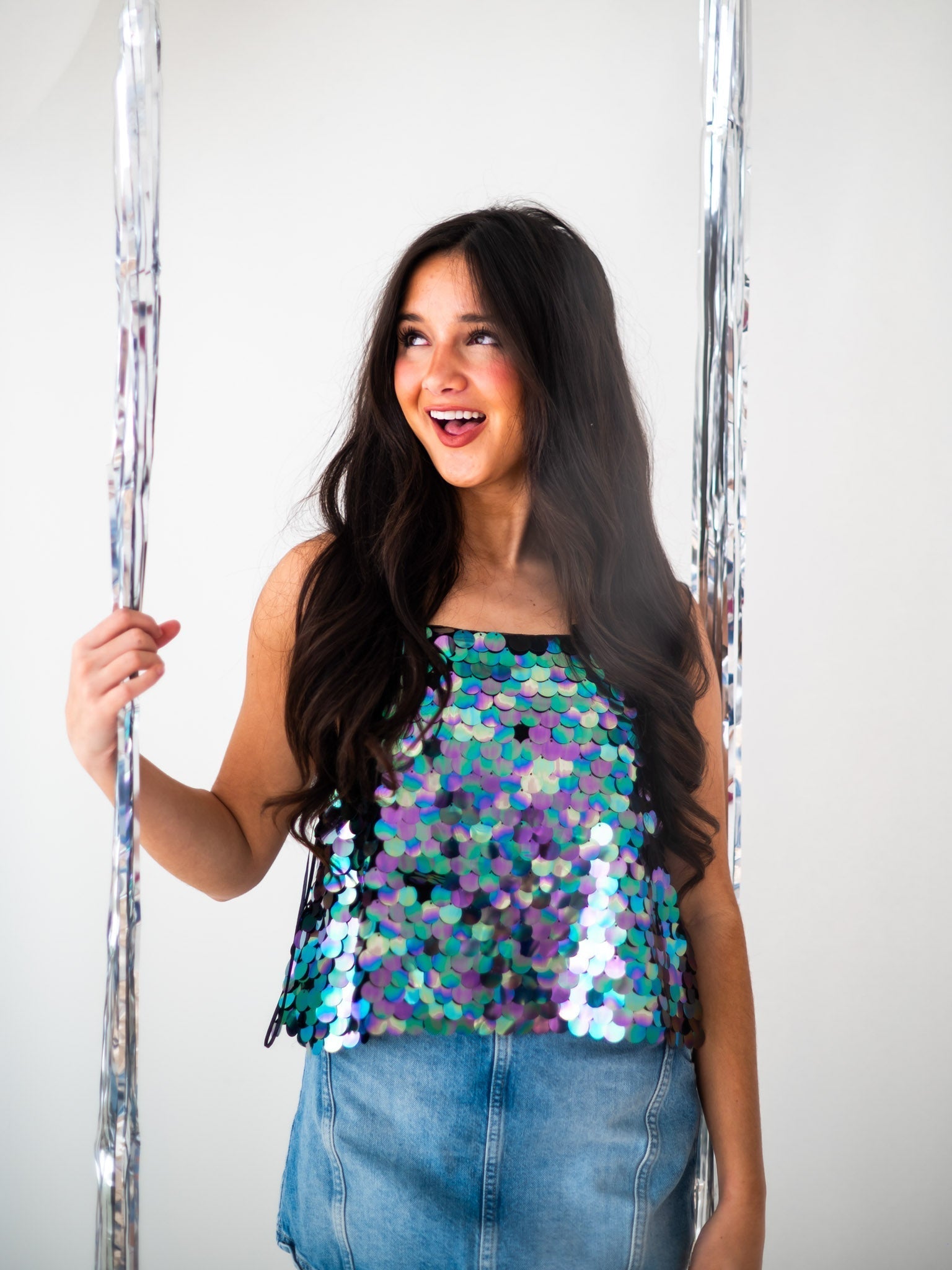 Aquamarine Sequin Cami Top