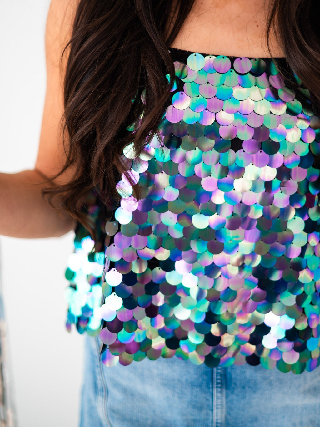 Aquamarine Sequin Cami Top
