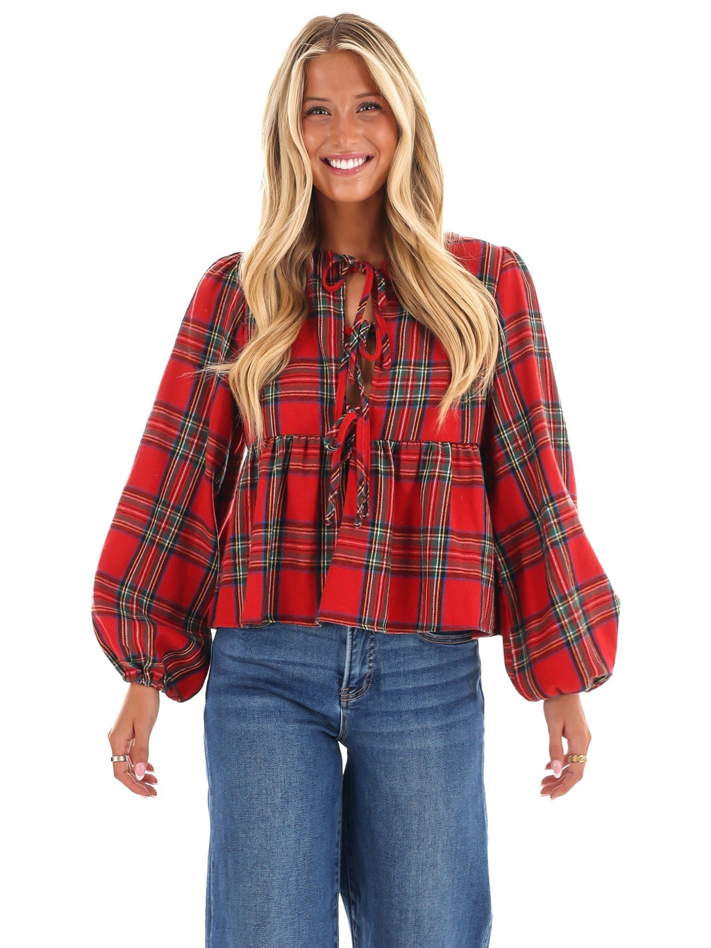 Christmas Eve Plaid Top