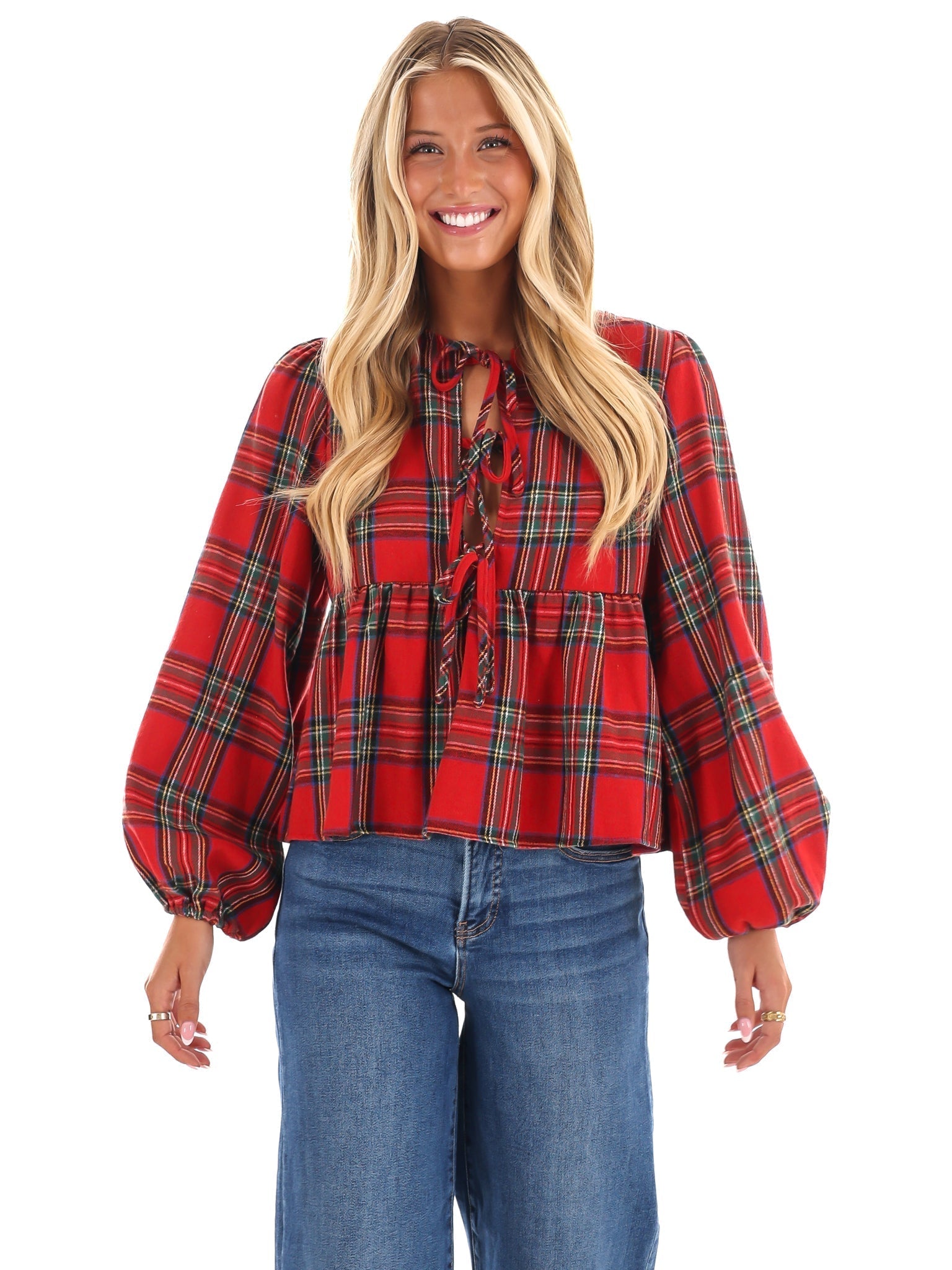 Christmas Eve Plaid Top