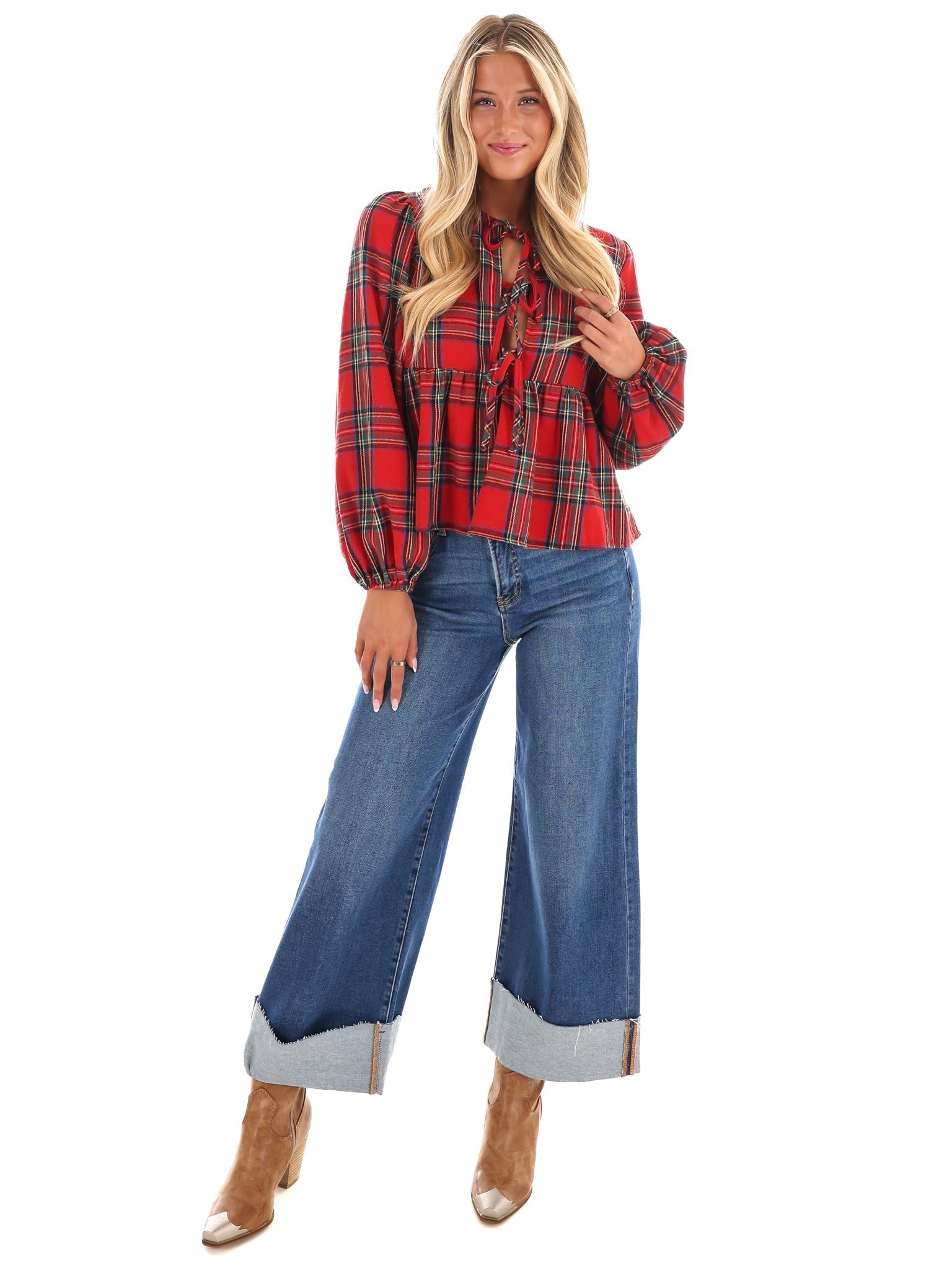 Christmas Eve Plaid Top