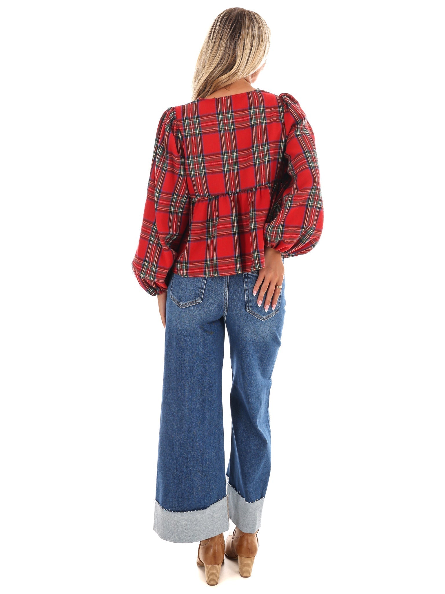 Christmas Eve Plaid Top