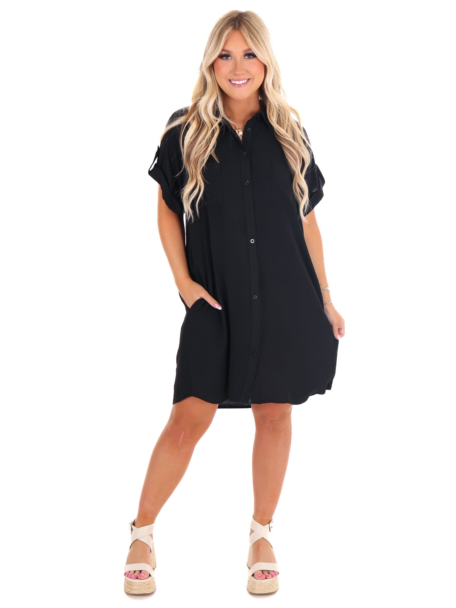 Easy Street Button Up Shirt Dress