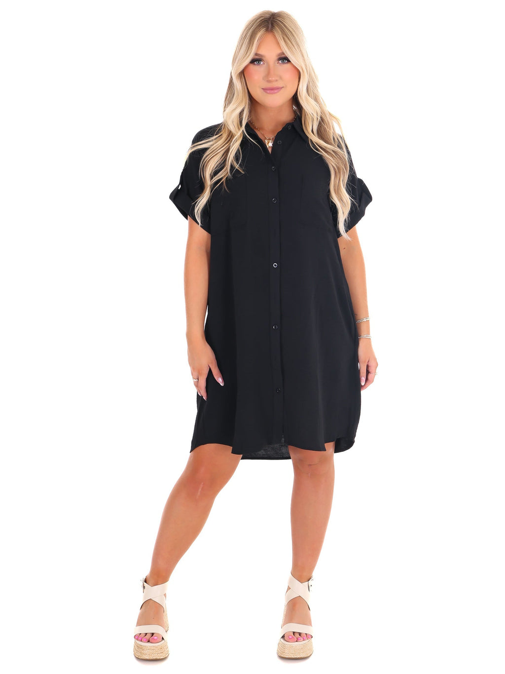 Easy Street Button Up Shirt Dress