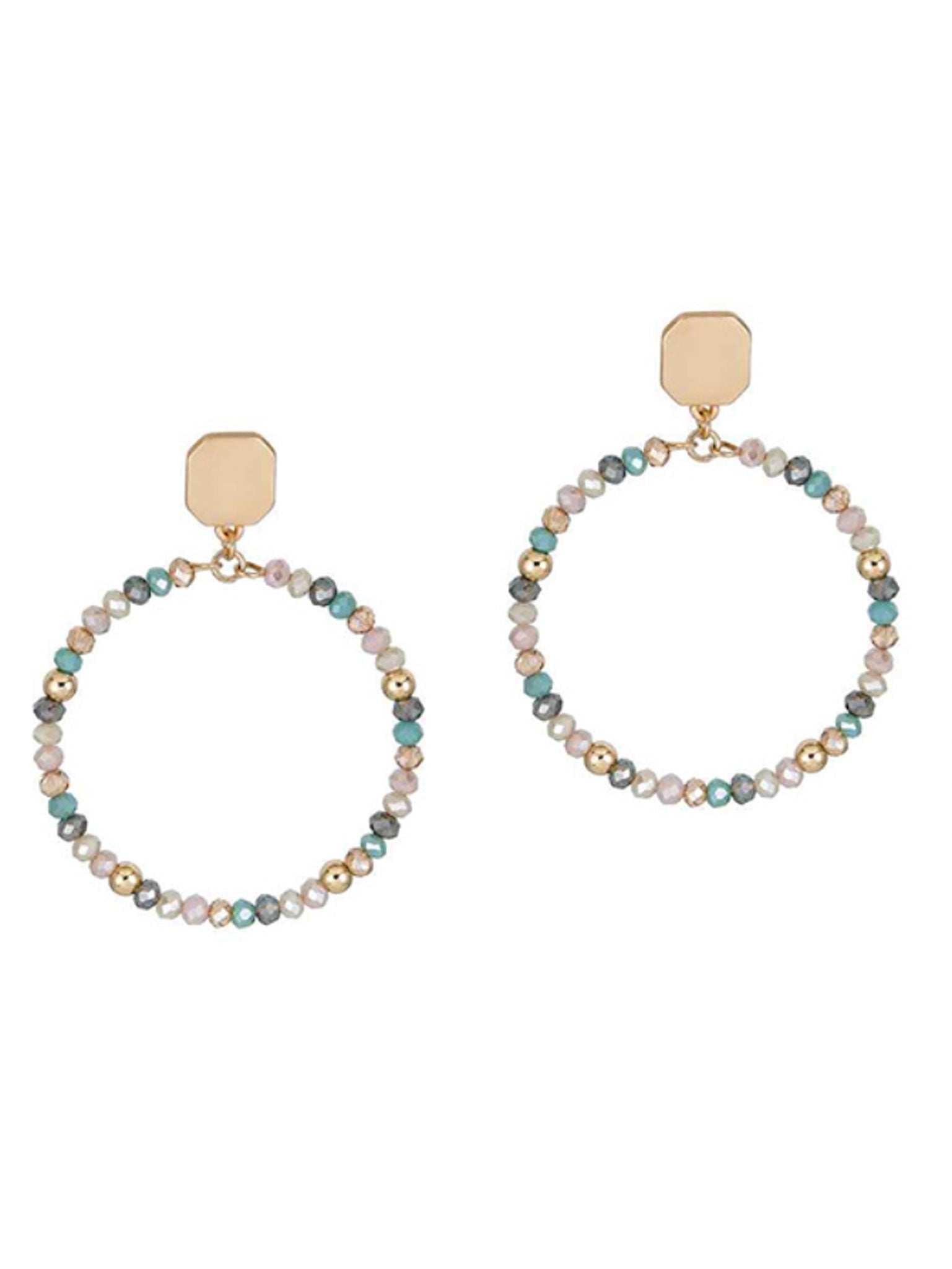 Glass & Square Metal Earrings