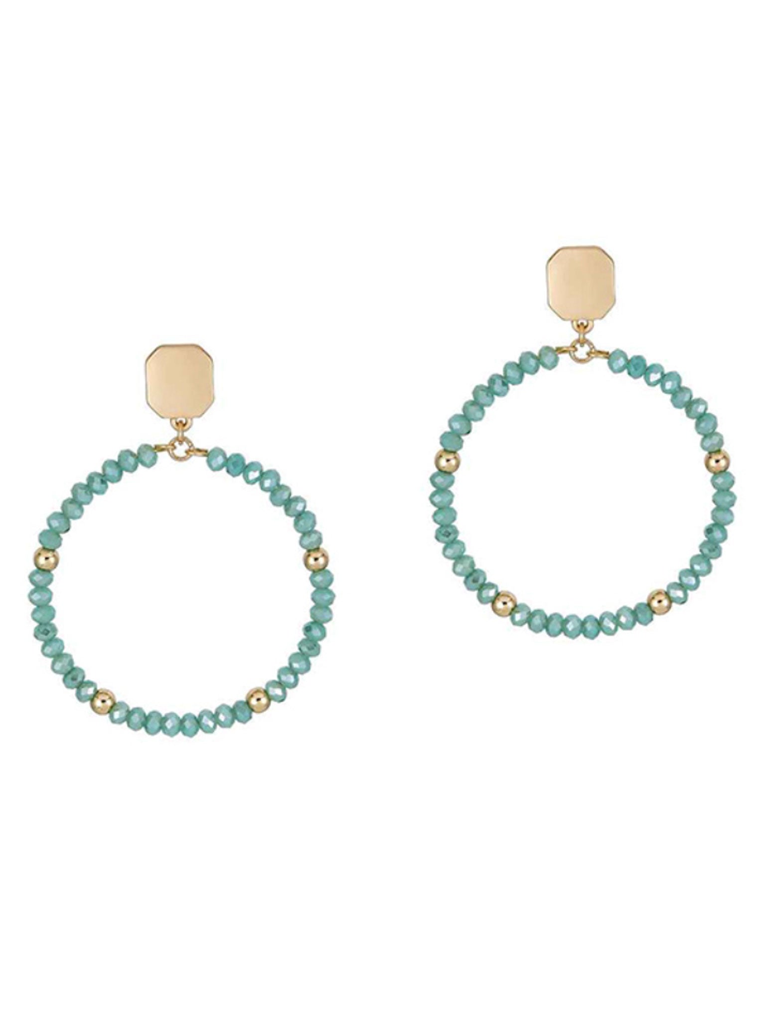 Glass & Square Metal Earrings