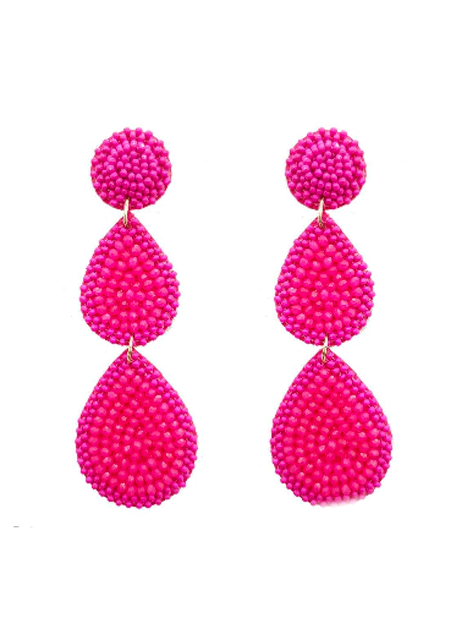 Glass Beaded 3 Drop Earrings