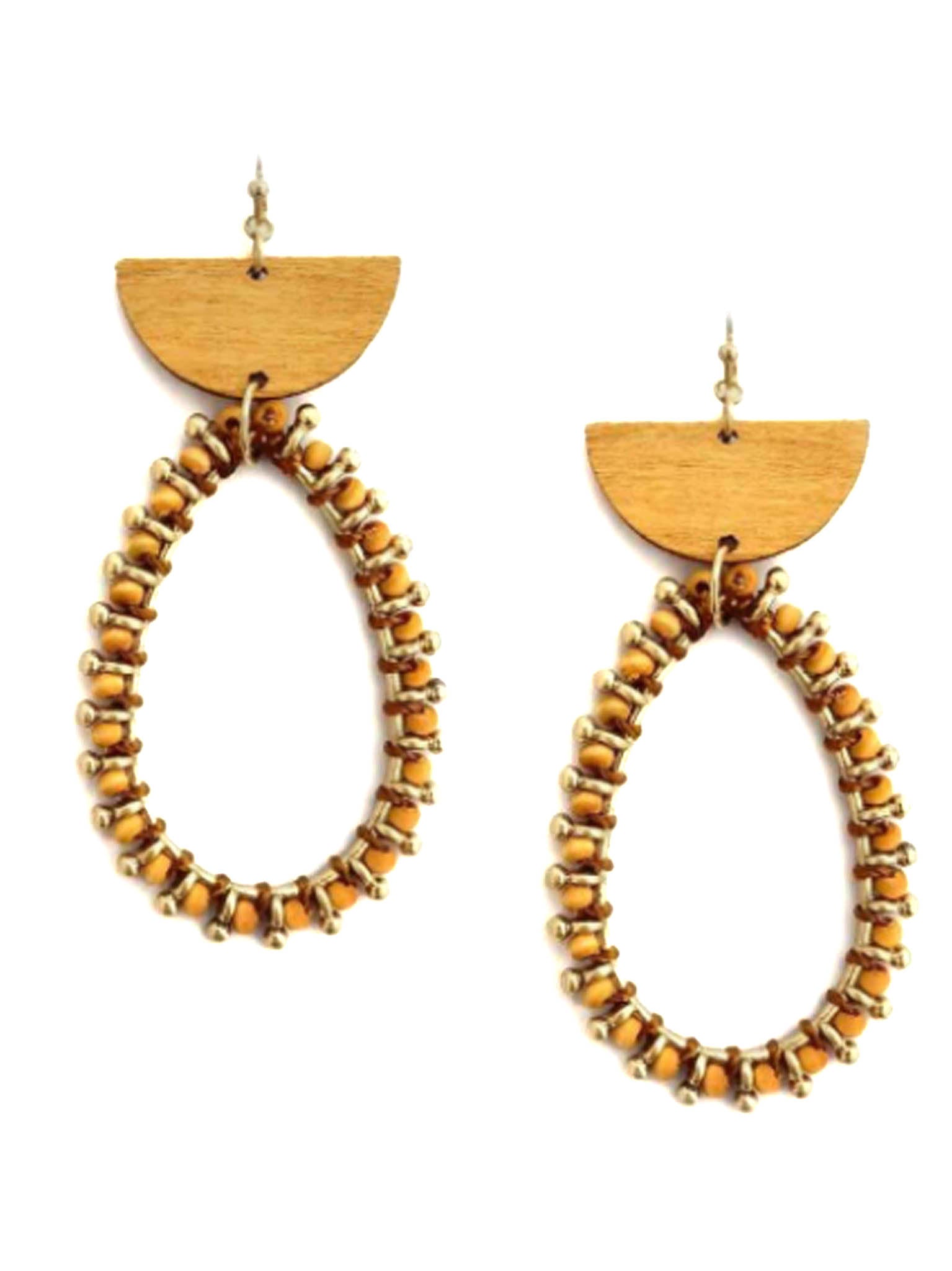 Geometric Beaded Teardrop Earrings