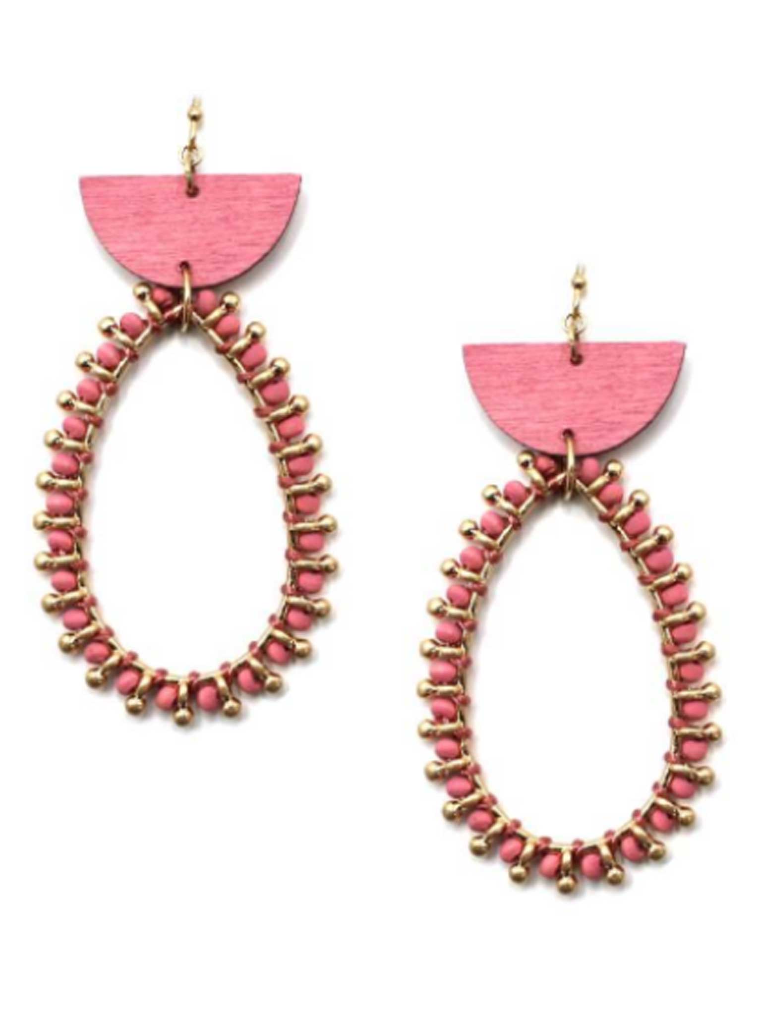 Geometric Beaded Teardrop Earrings
