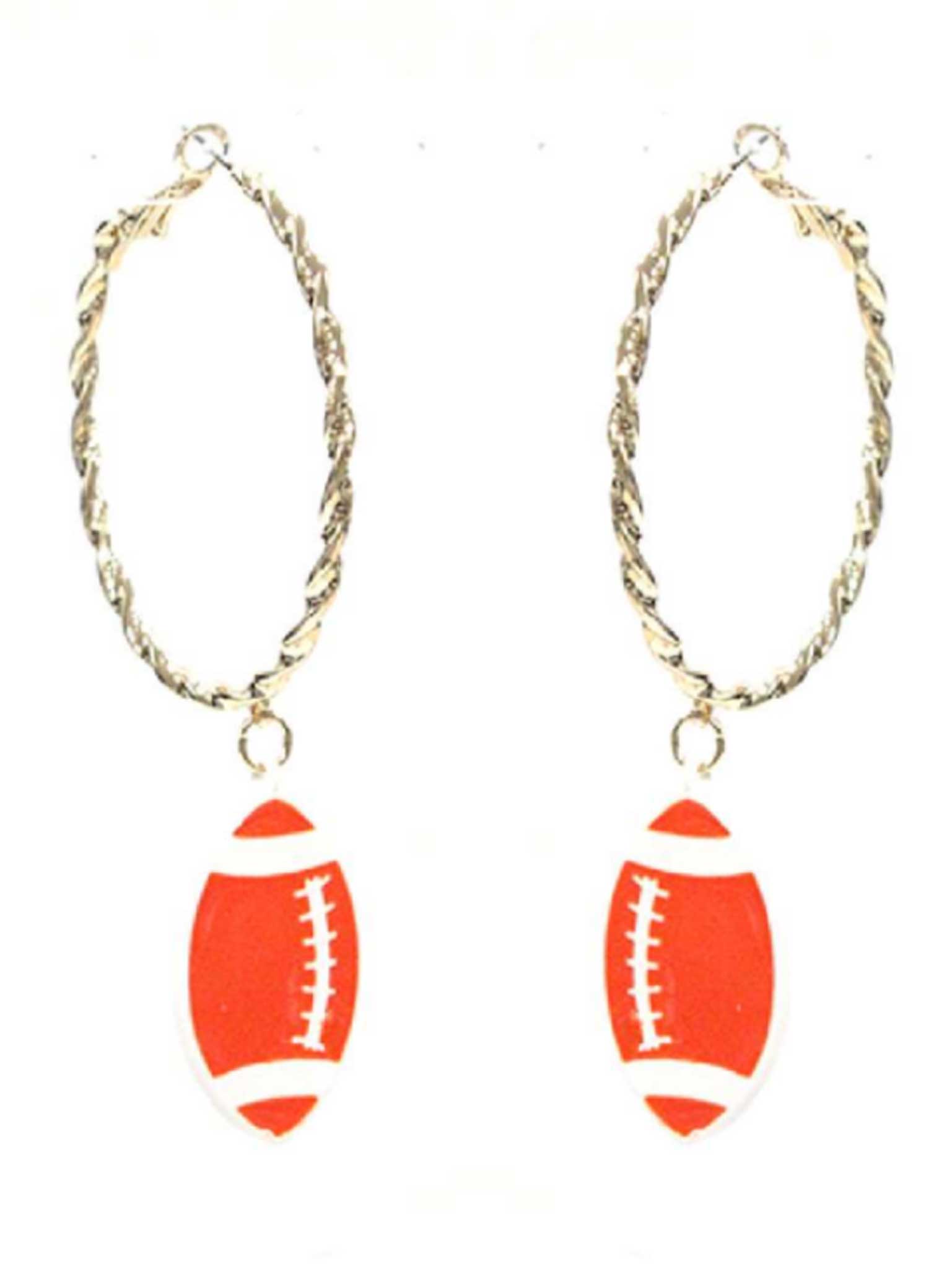 Catch the Ball Football Hoop Earrings