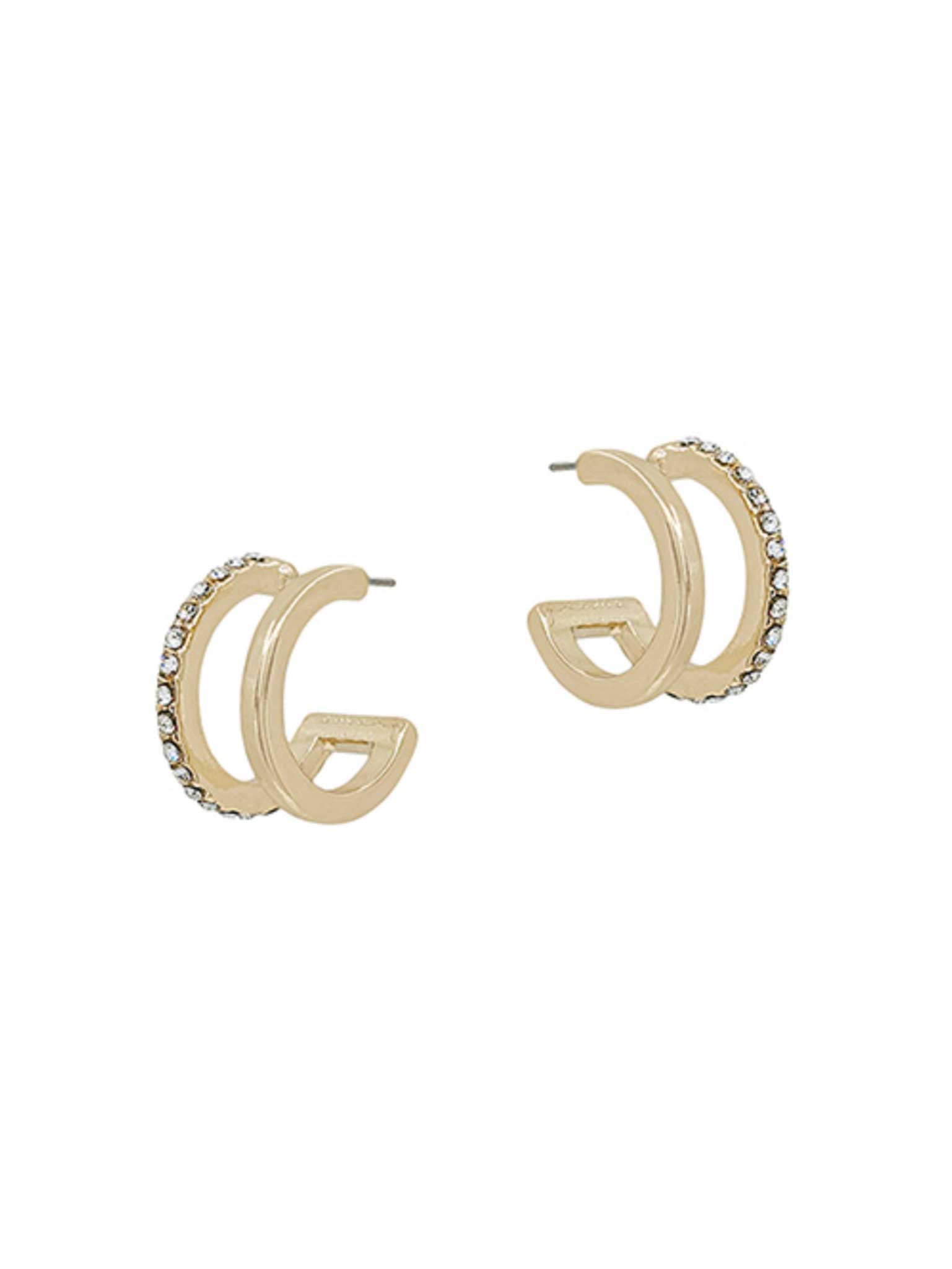 Double Line Pave Accent Hoop Earring