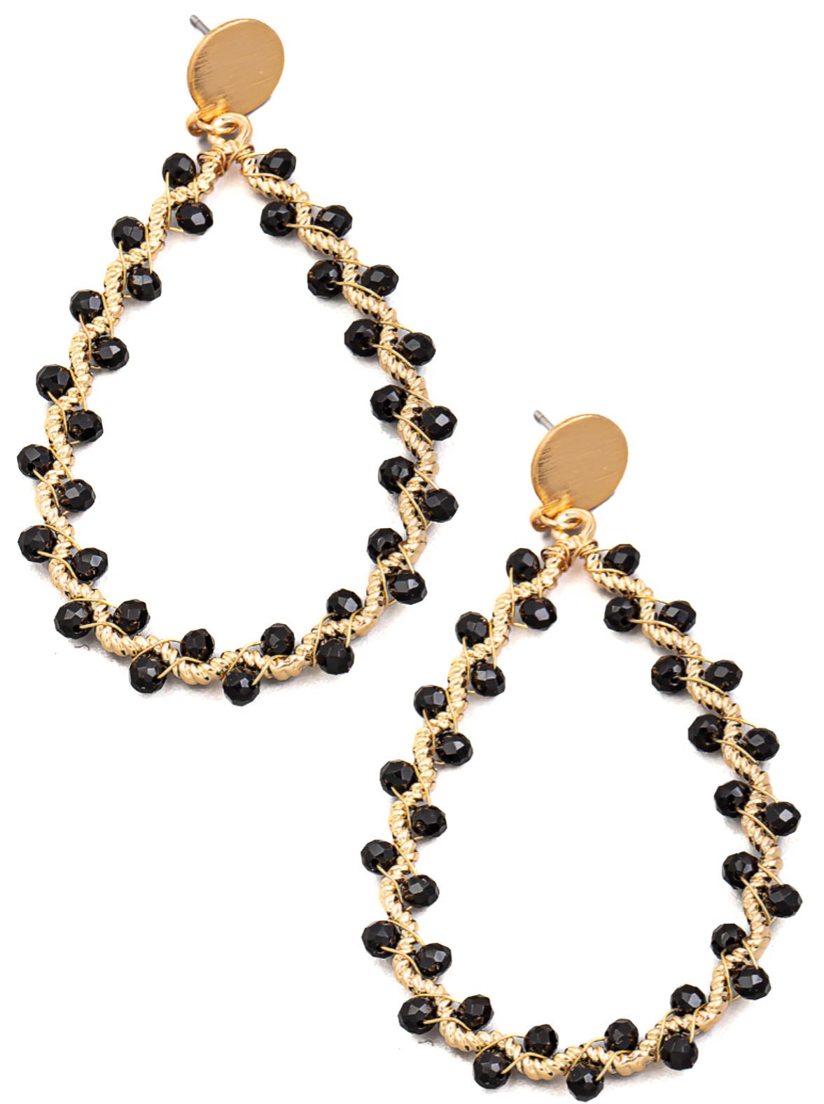 Beaded Twist Teardrop Earrings