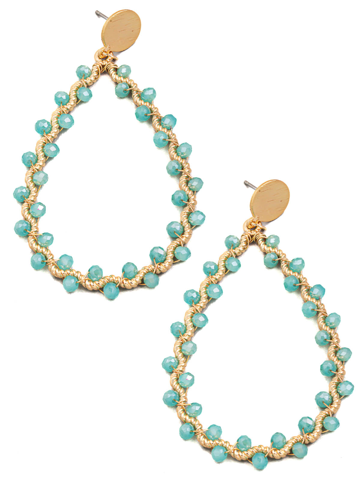 Beaded Twist Teardrop Earrings