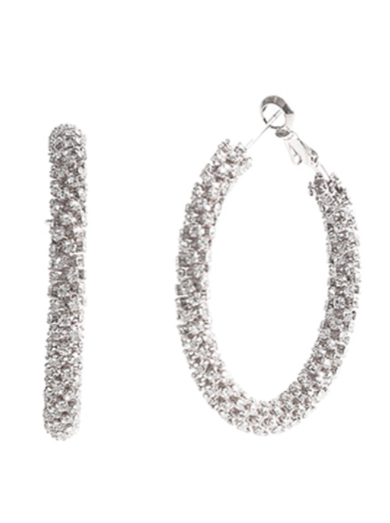 45mm Rhinestone Tube Stone Hoop Earring