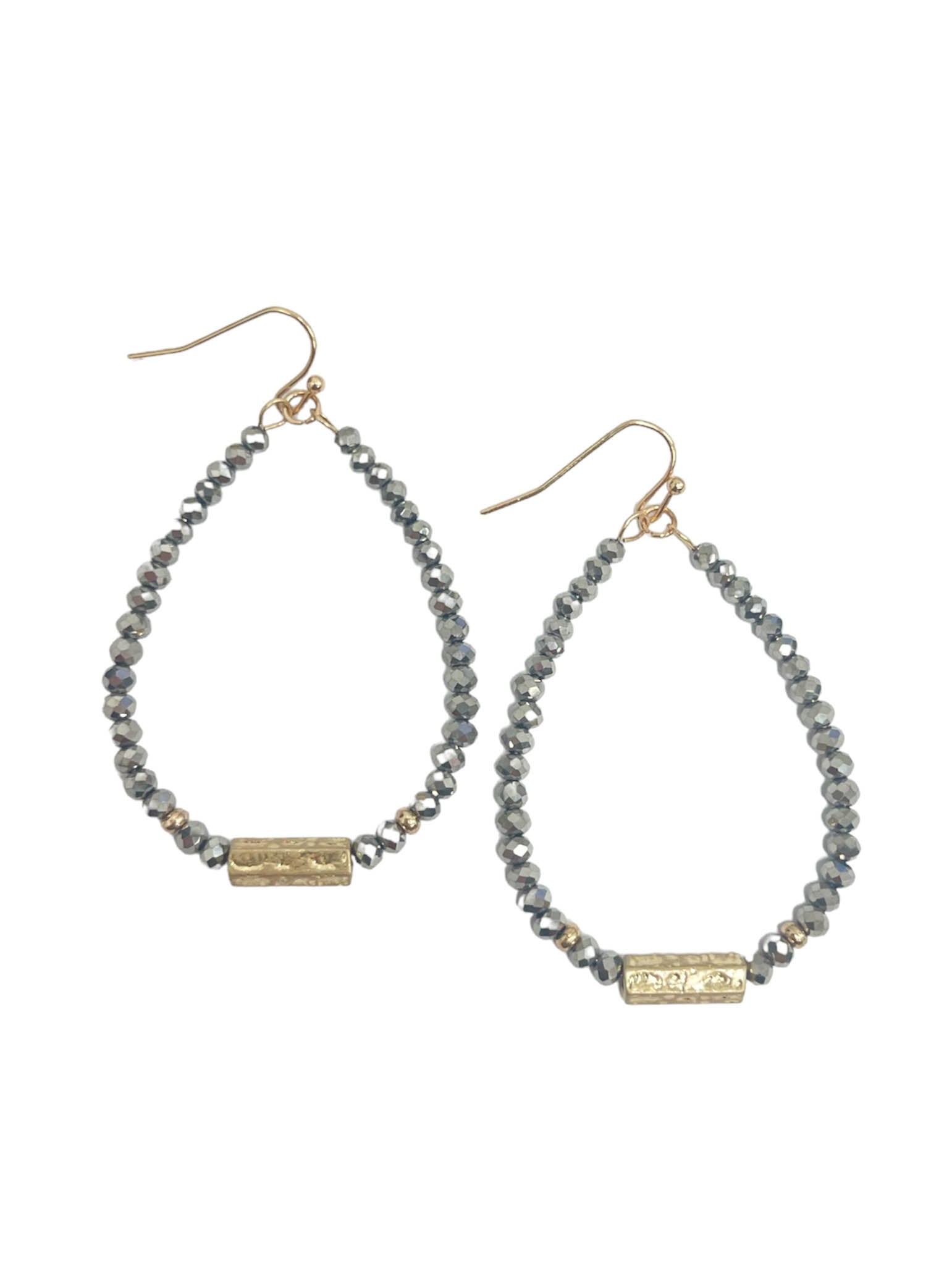 Glass Bead Teardrop Bar Accent Dangle Earring