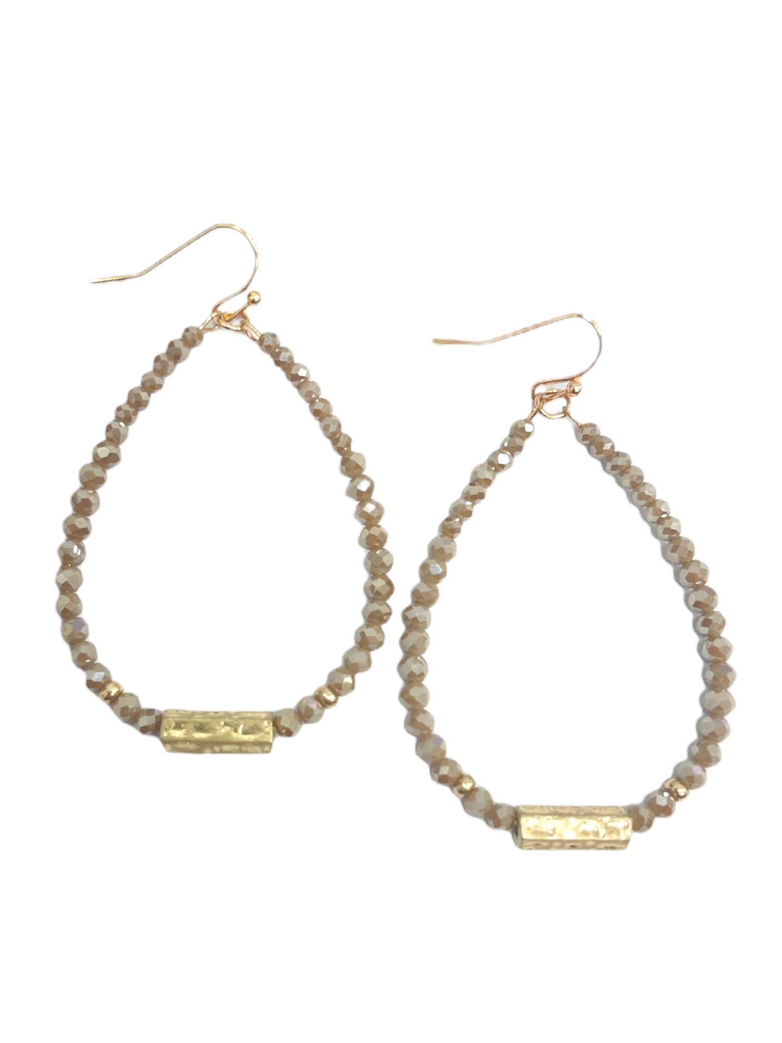 Glass Bead Teardrop Bar Accent Dangle Earring