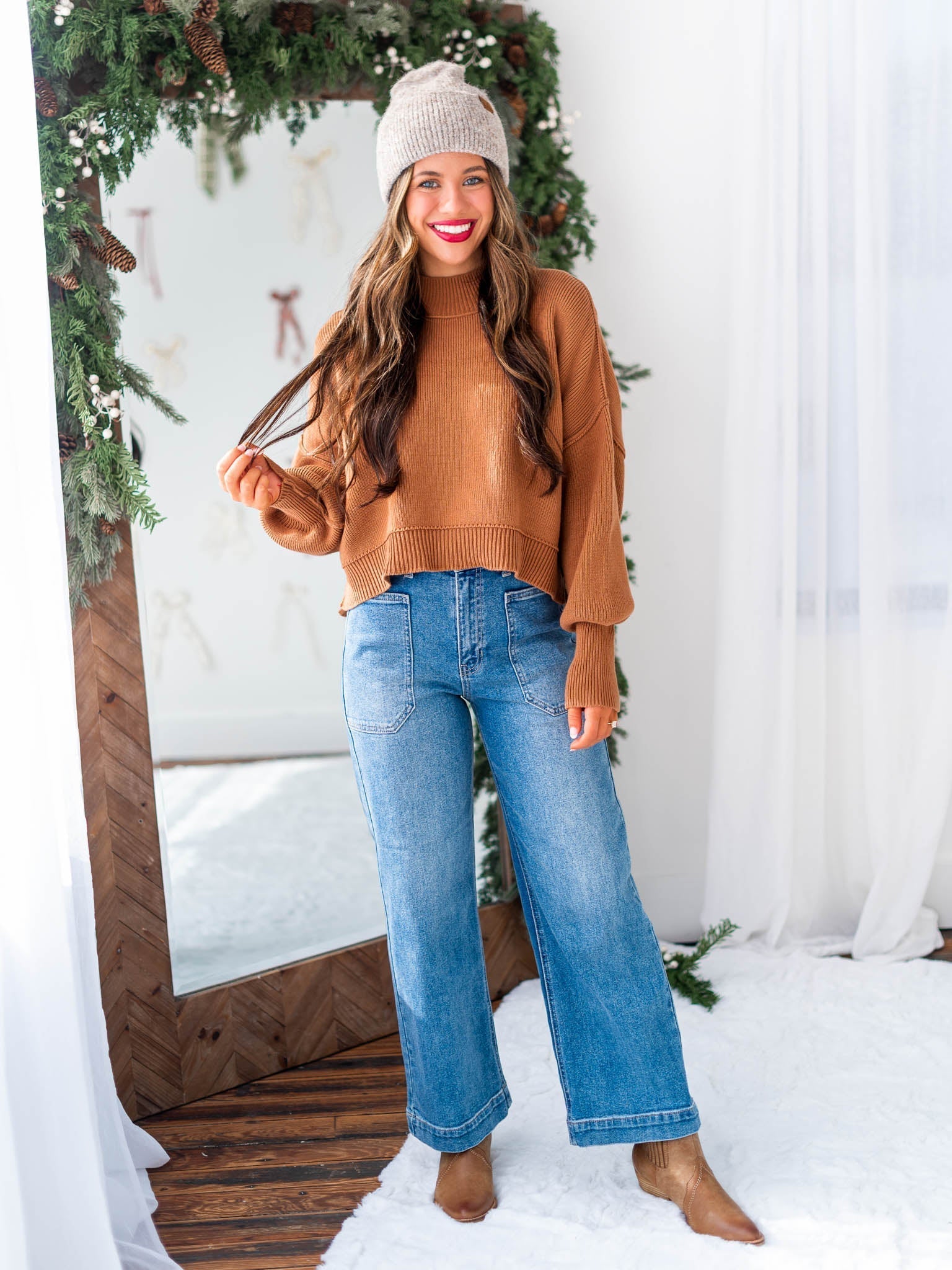 Easy Cropped Ribbed Sweater