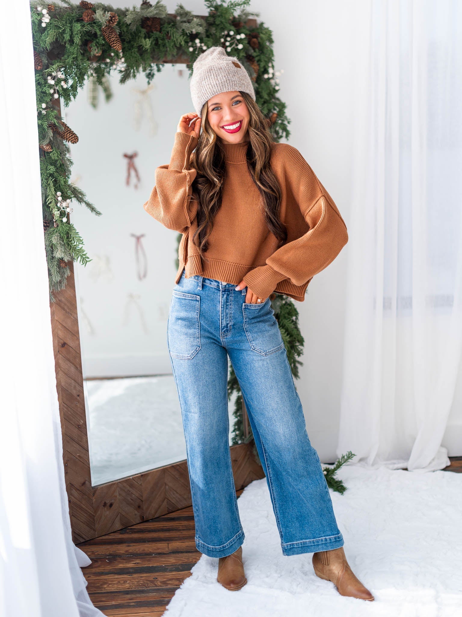 Easy Cropped Ribbed Sweater