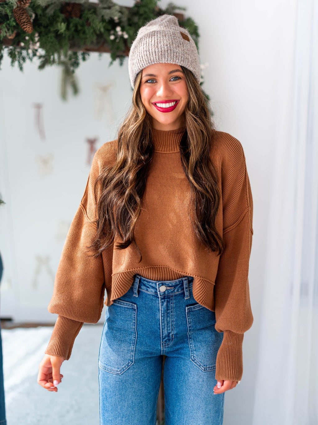 Easy Cropped Ribbed Sweater