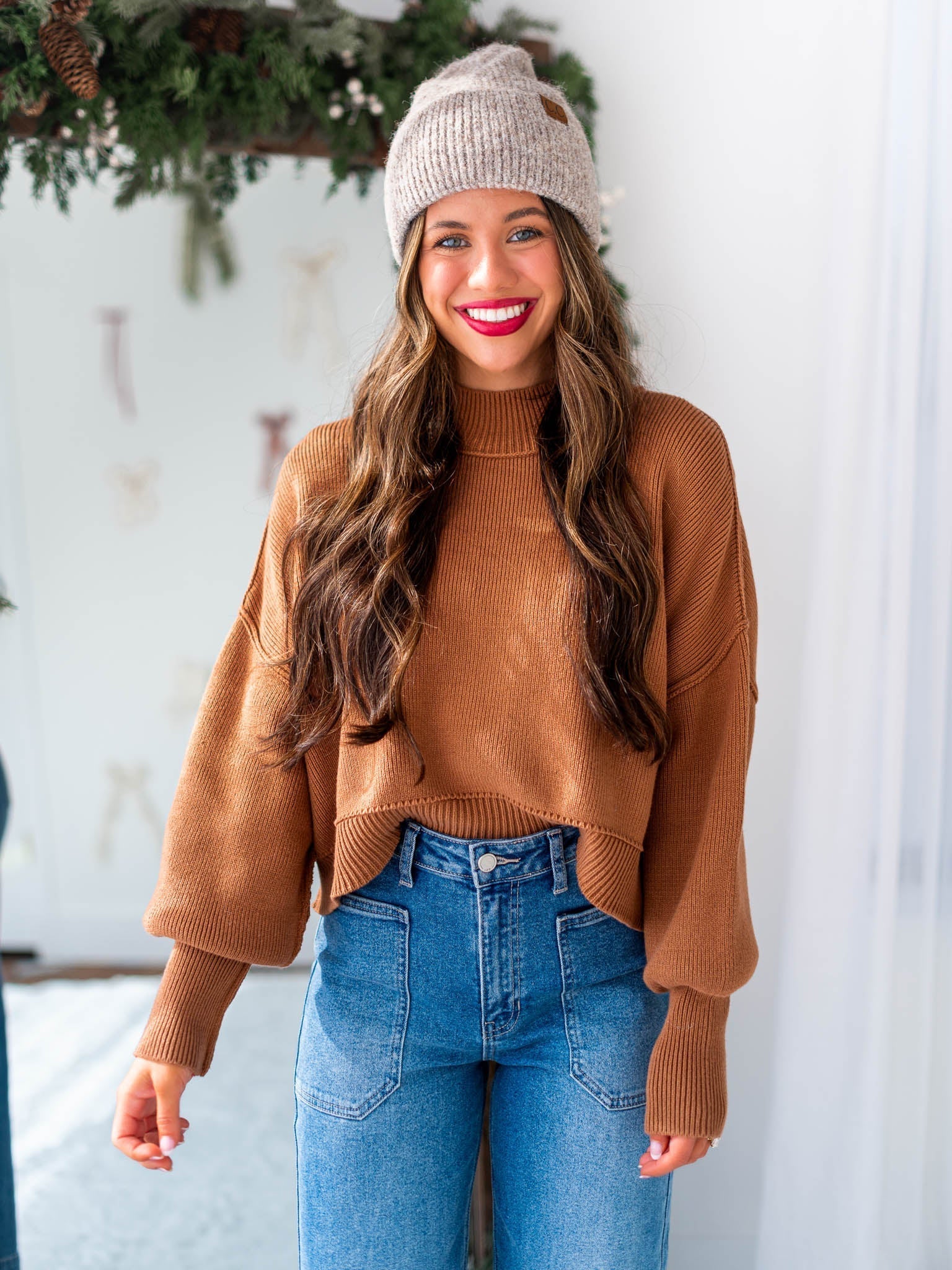 Easy Cropped Ribbed Sweater