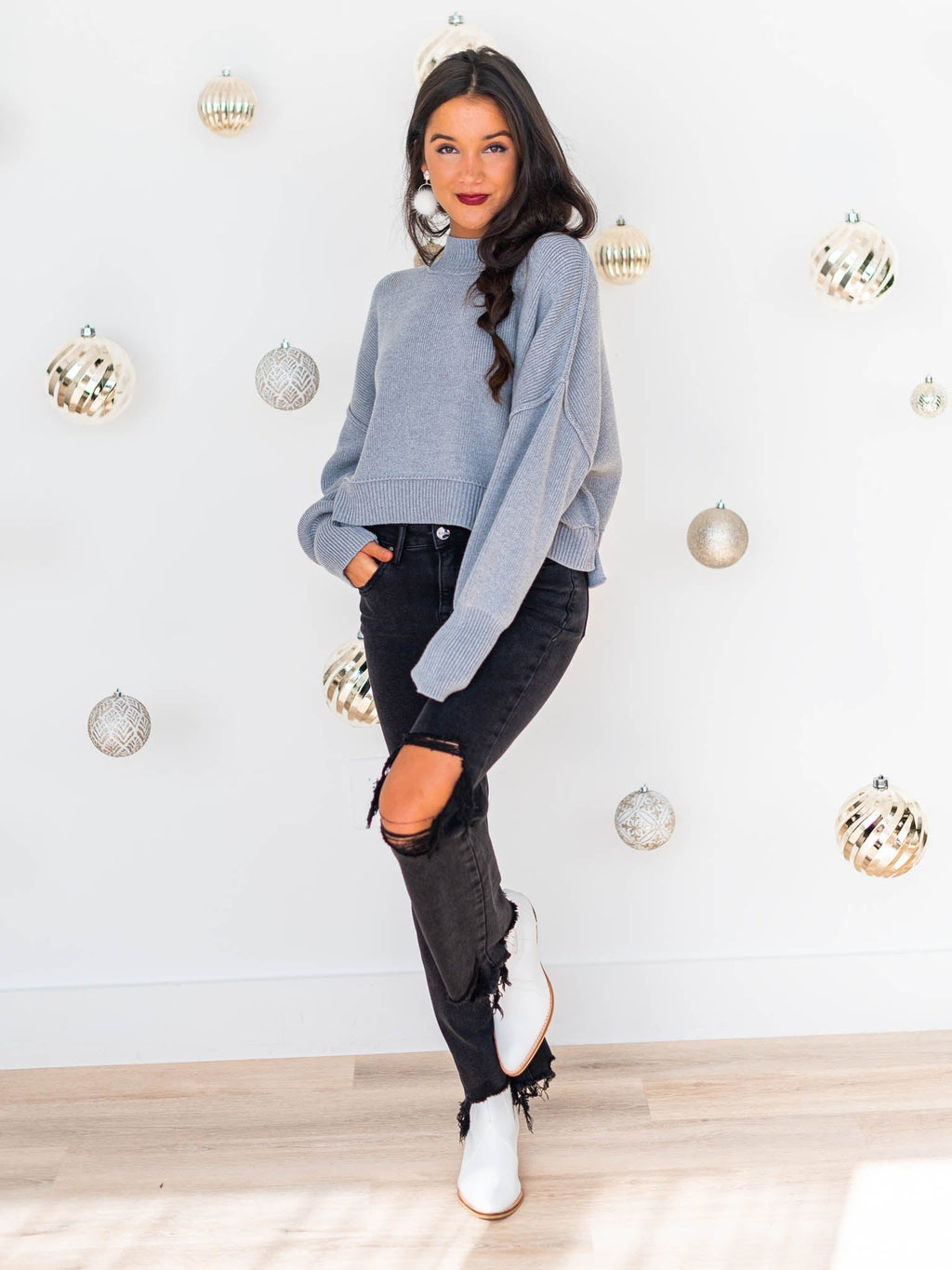 Easy Cropped Ribbed Sweater