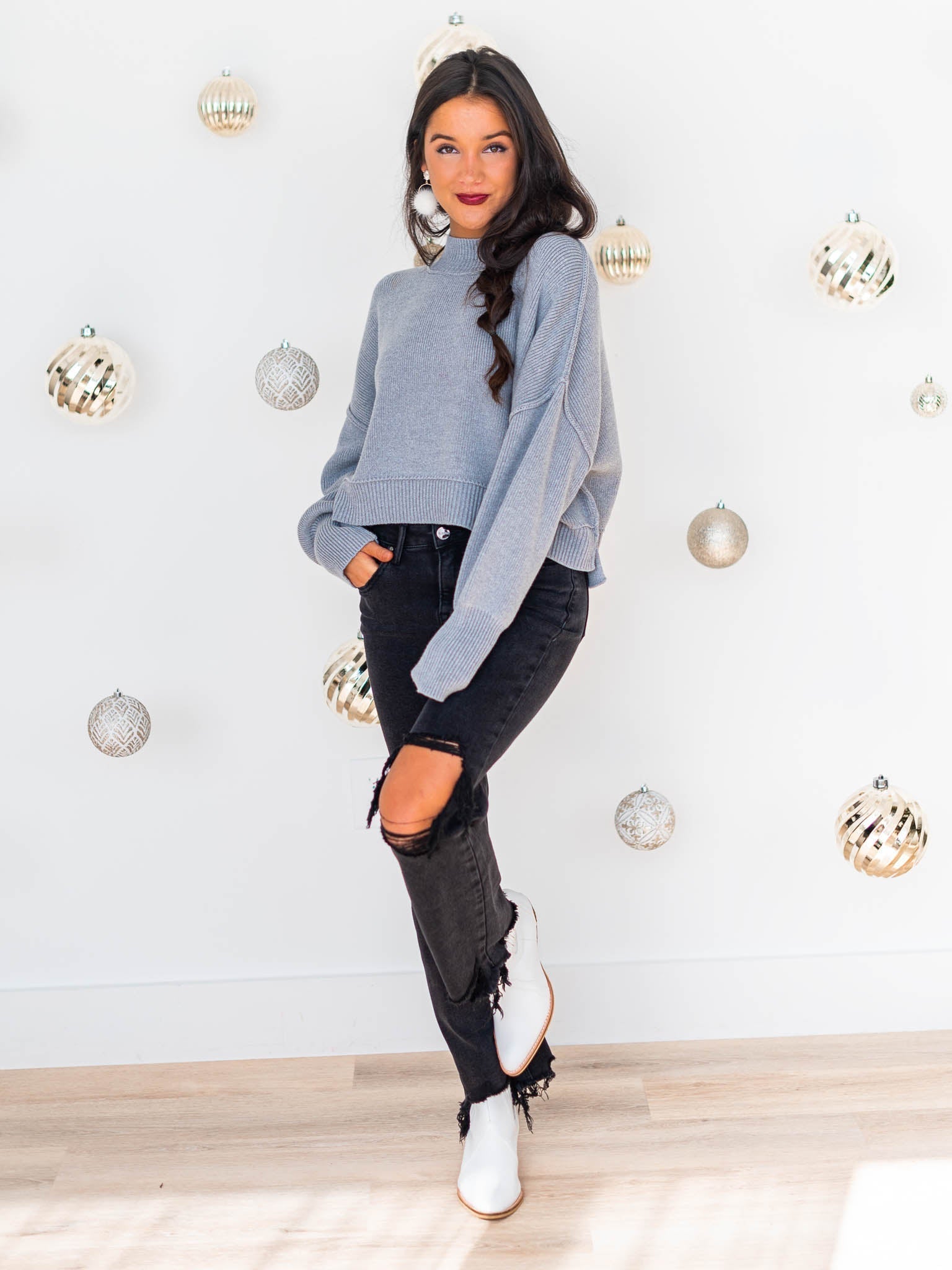 Easy Cropped Ribbed Sweater