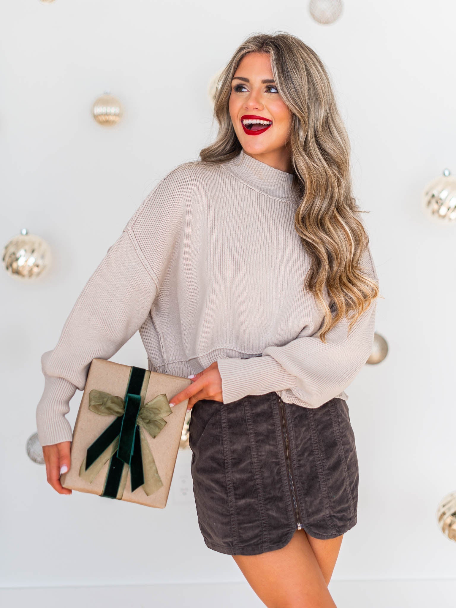 Easy Cropped Ribbed Sweater