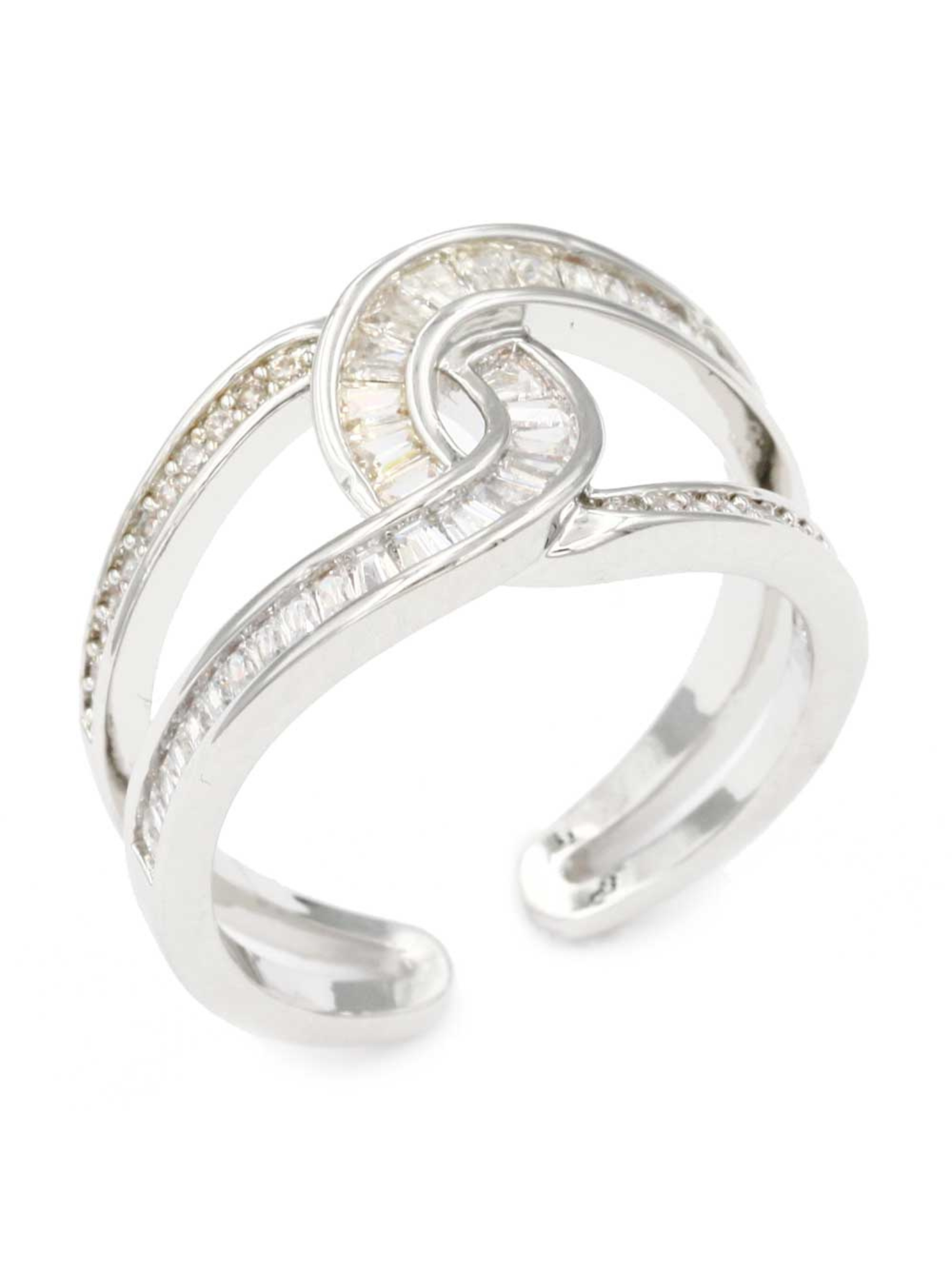 Criss Cross CZ Adjustable Ring