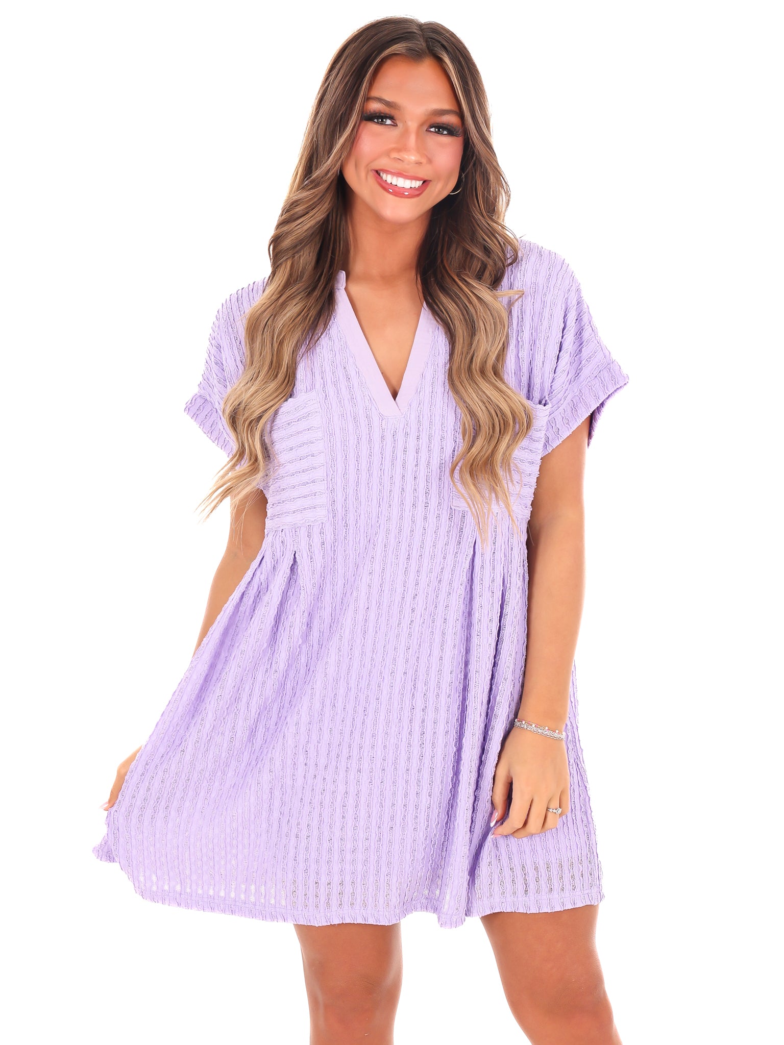 Ask Nicely Textured Mini Dress