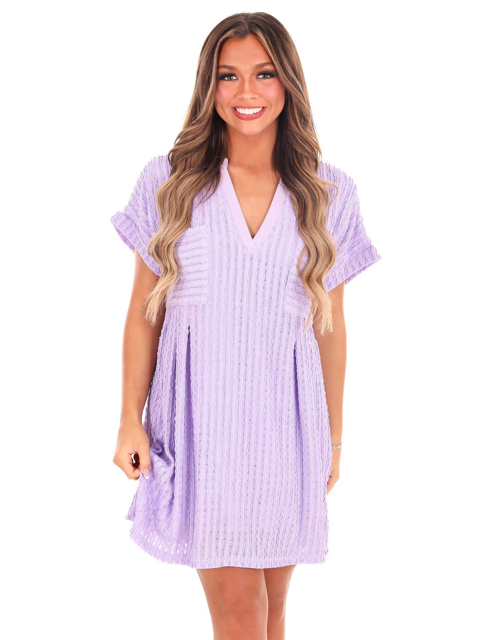 Ask Nicely Textured Mini Dress