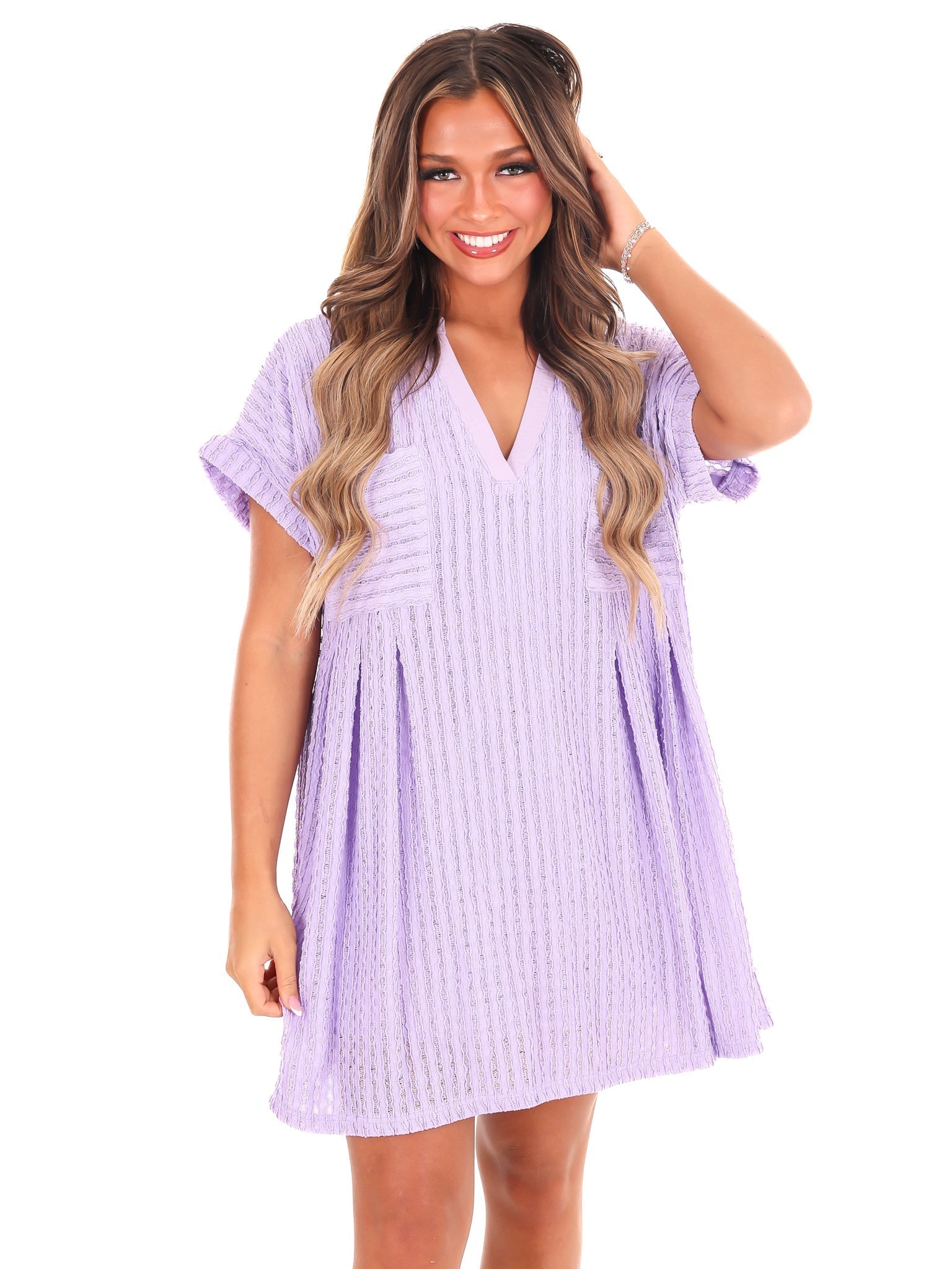 Ask Nicely Textured Mini Dress