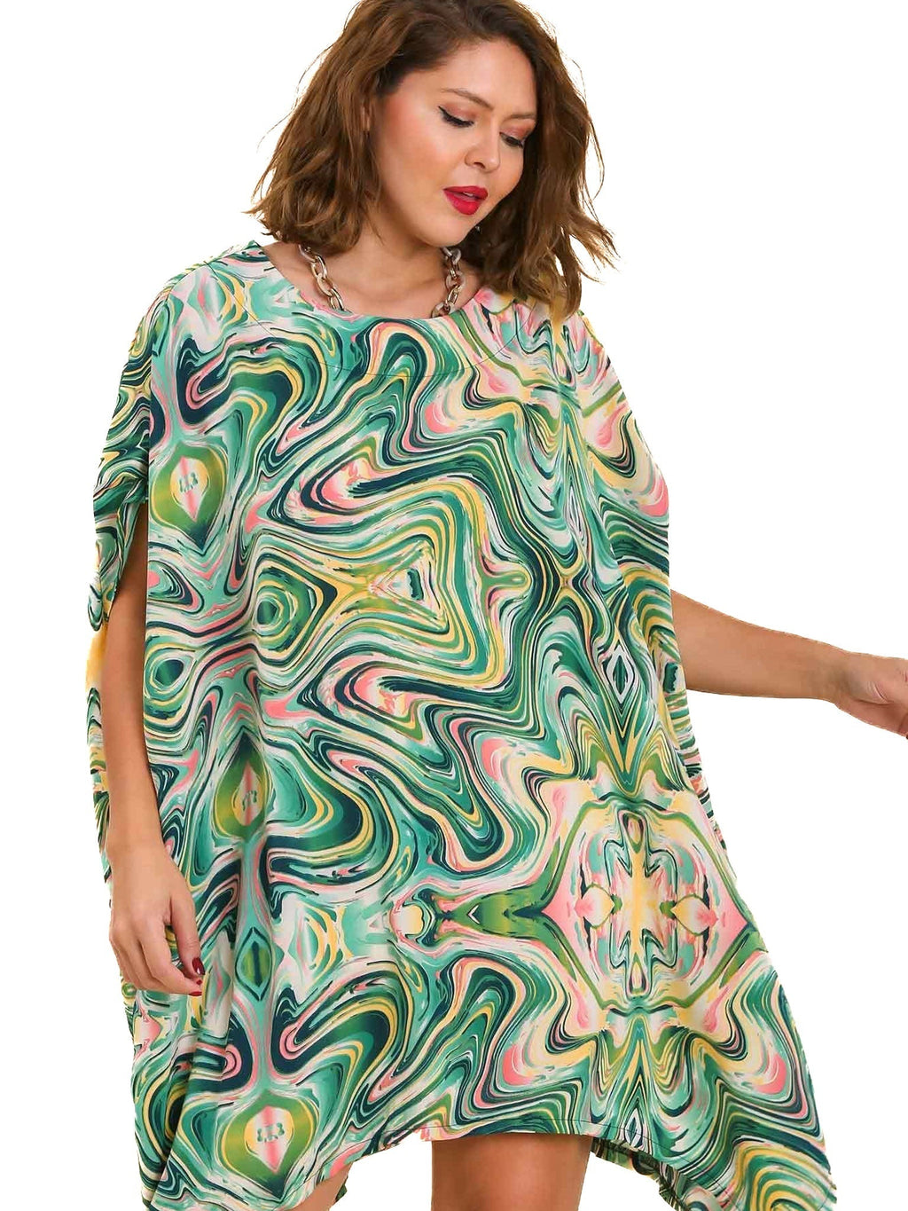 Curvy Fast Forward Swirl Print Dress